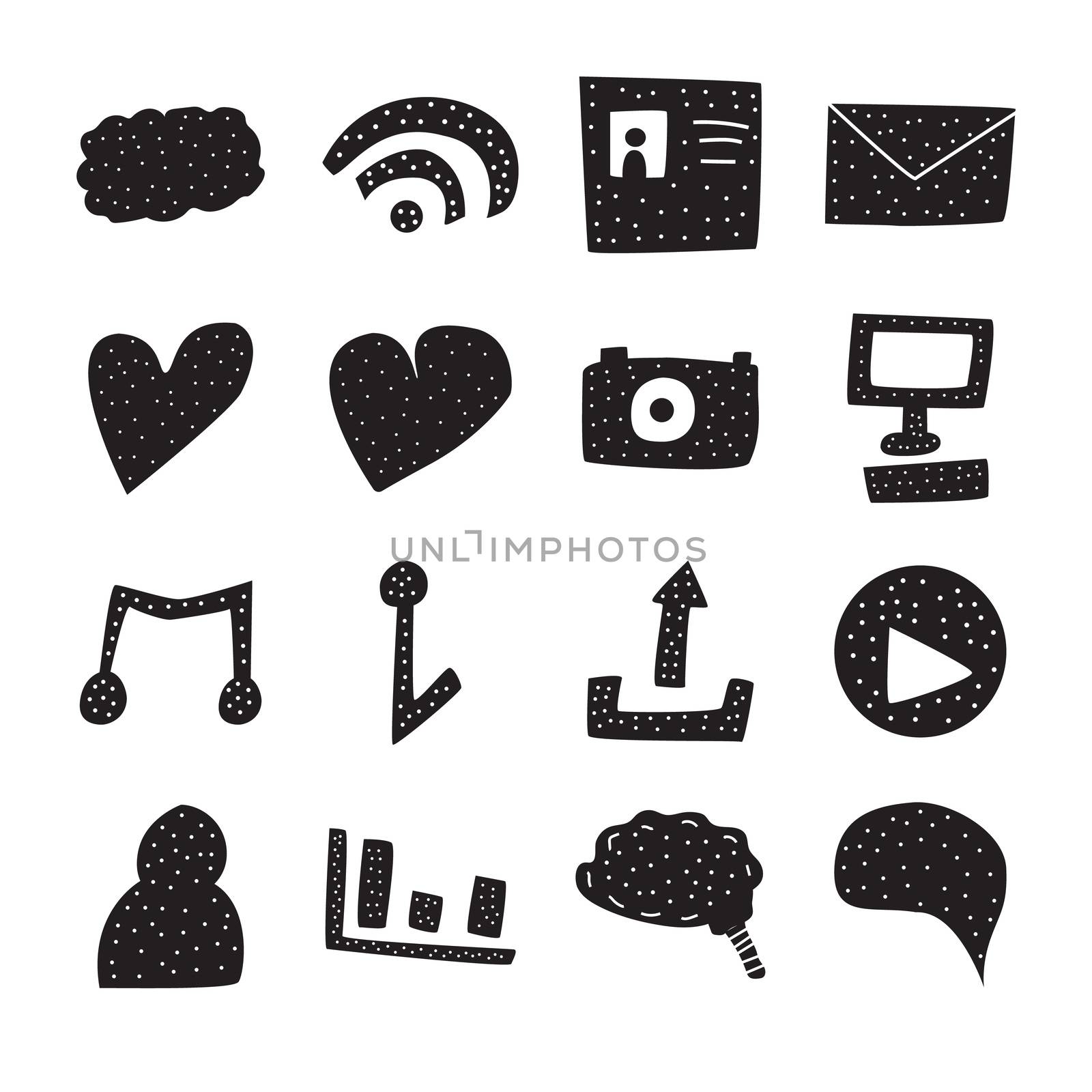 Vector icon set for internet and communication on white background
