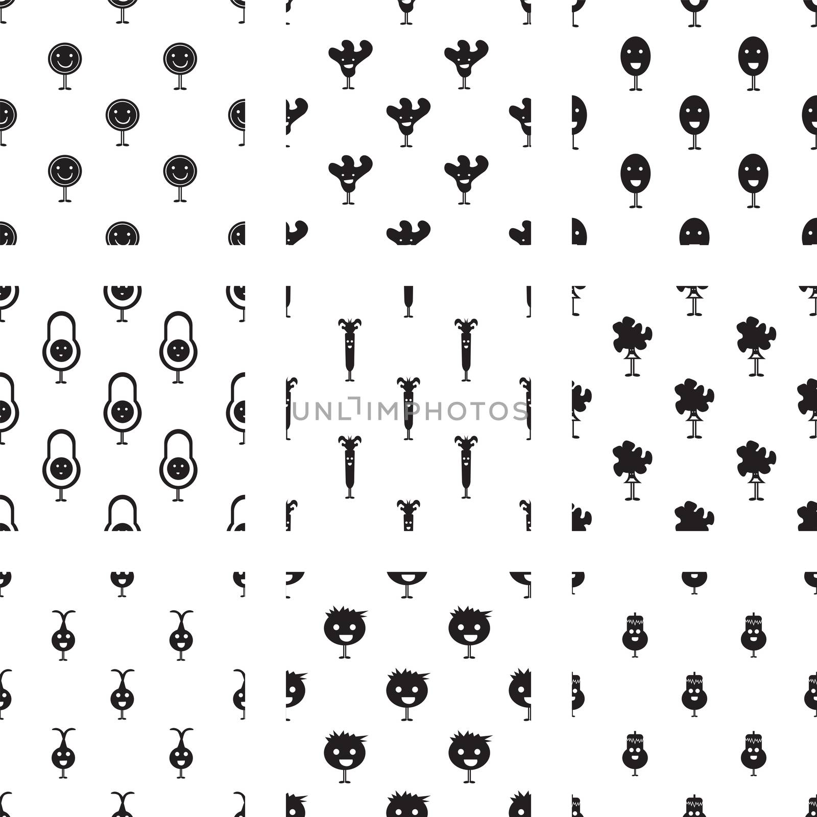 Vector icons of smiley faces on white background