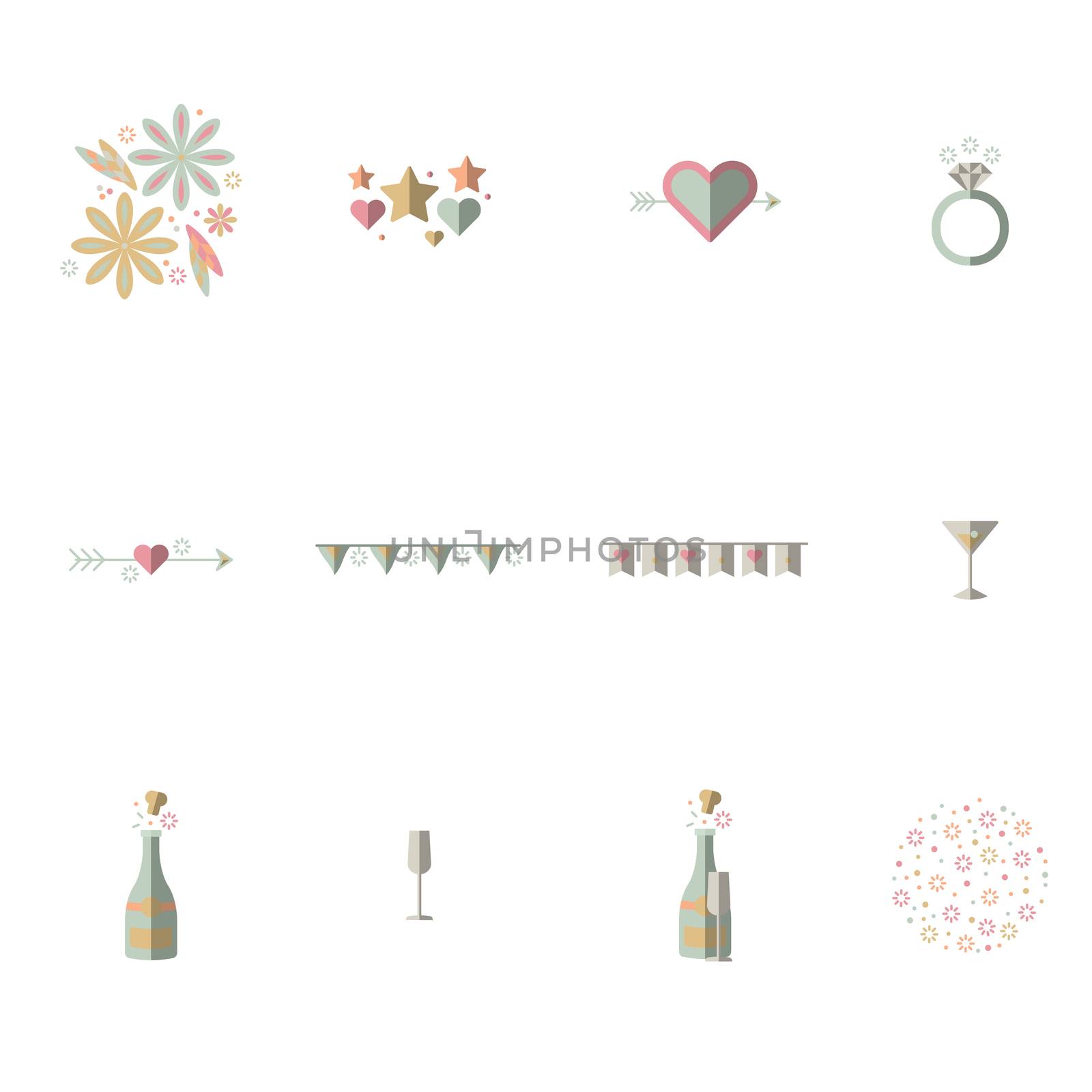 Vector set of celebration on white background