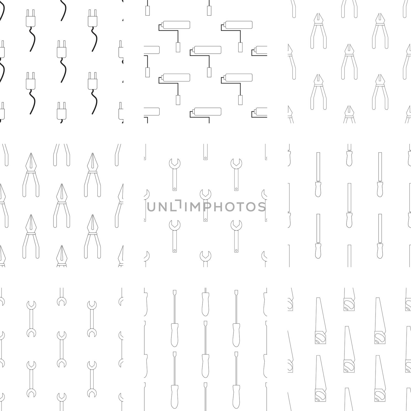 Vector icon set of carpenter tool on white background