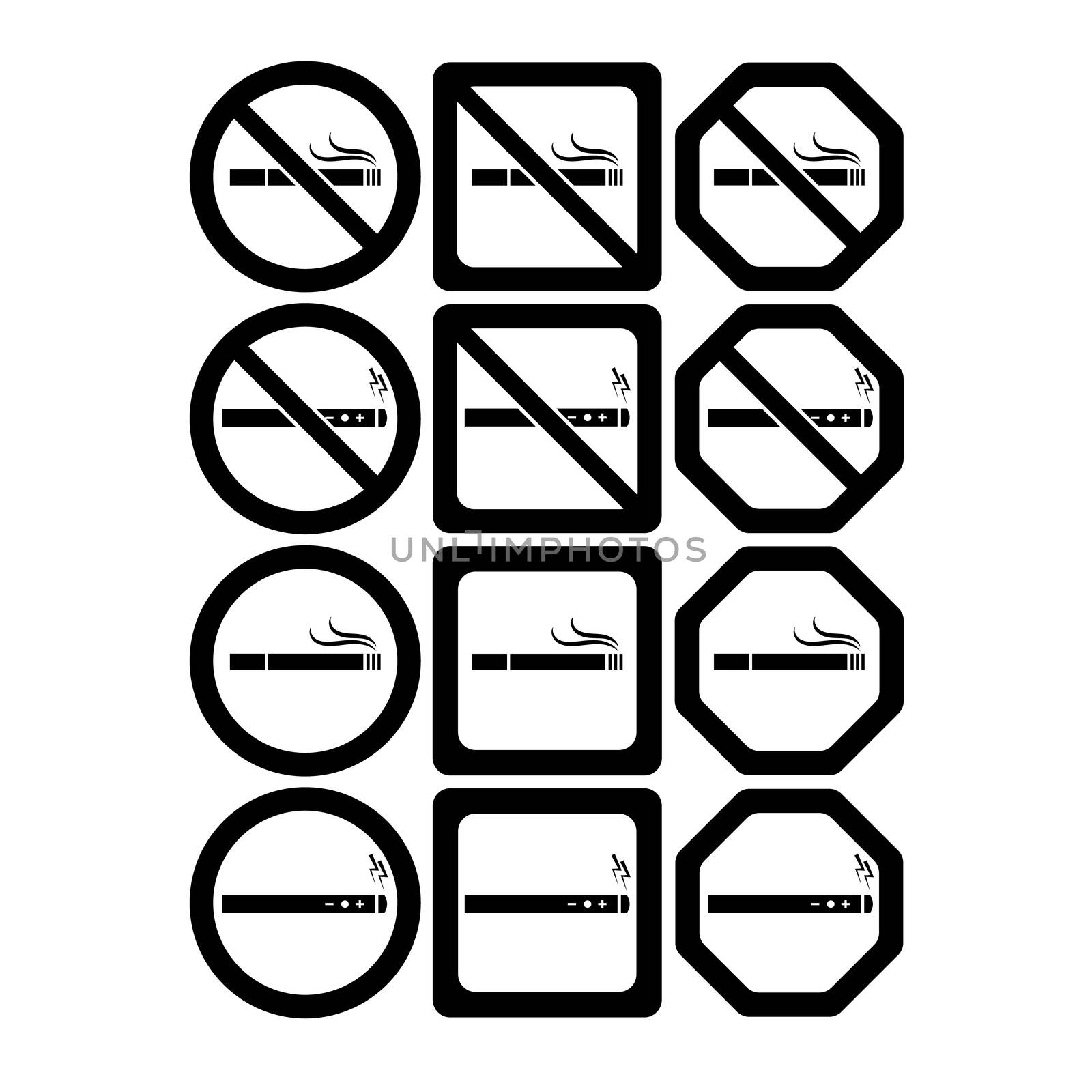 Vector icon set of no smoking and smoking allowed on white background