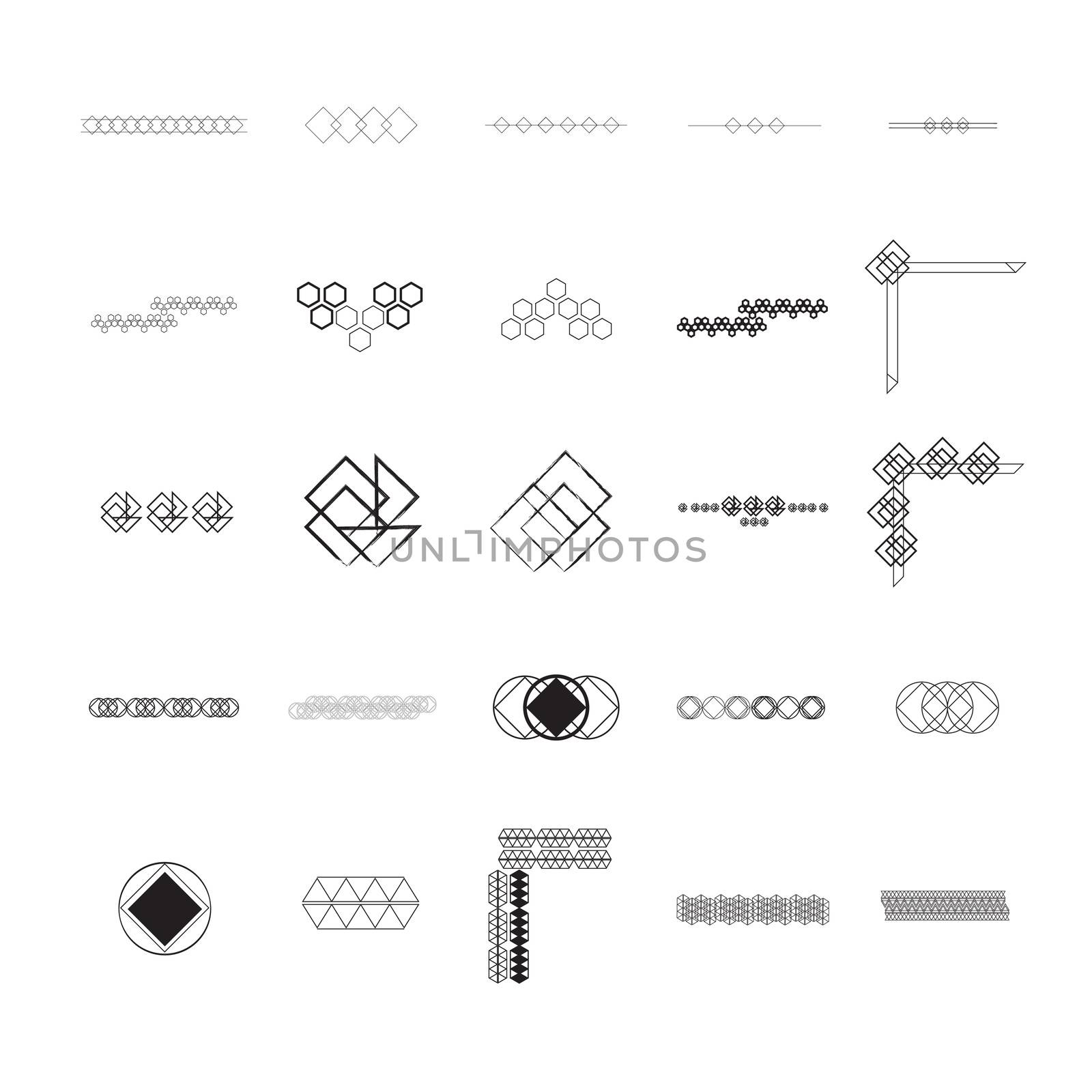 Vector icon set for pattern on white background