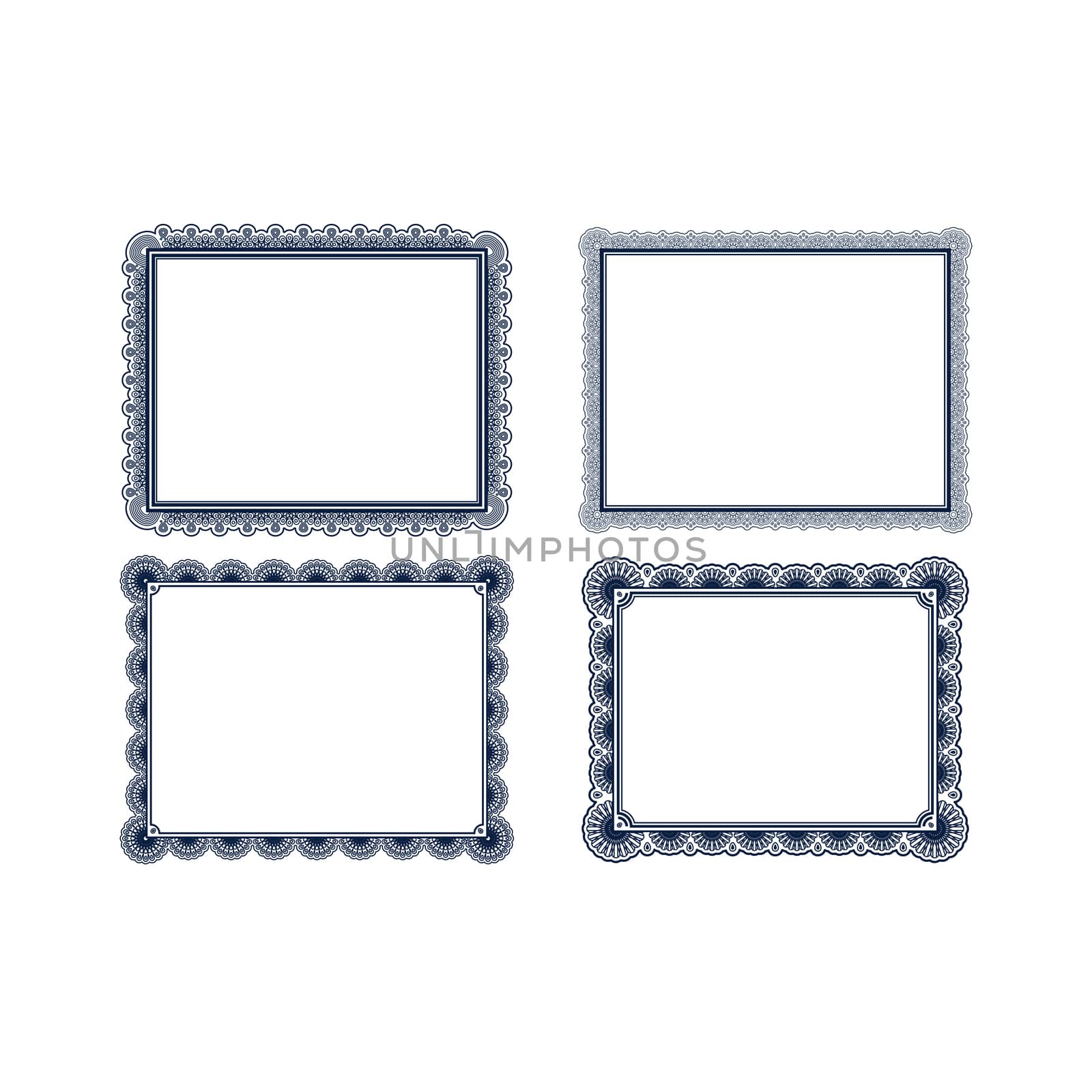 Vector icon set of frames on white background