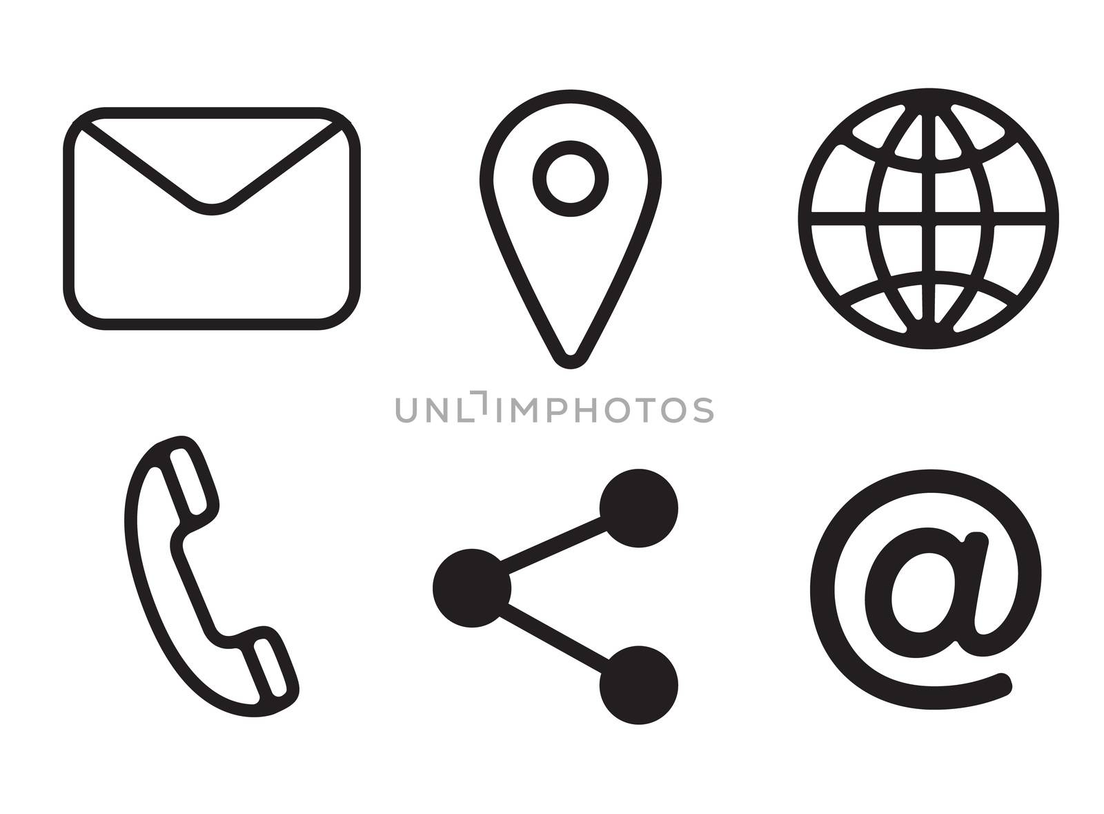 Various vector icons of communication on white background