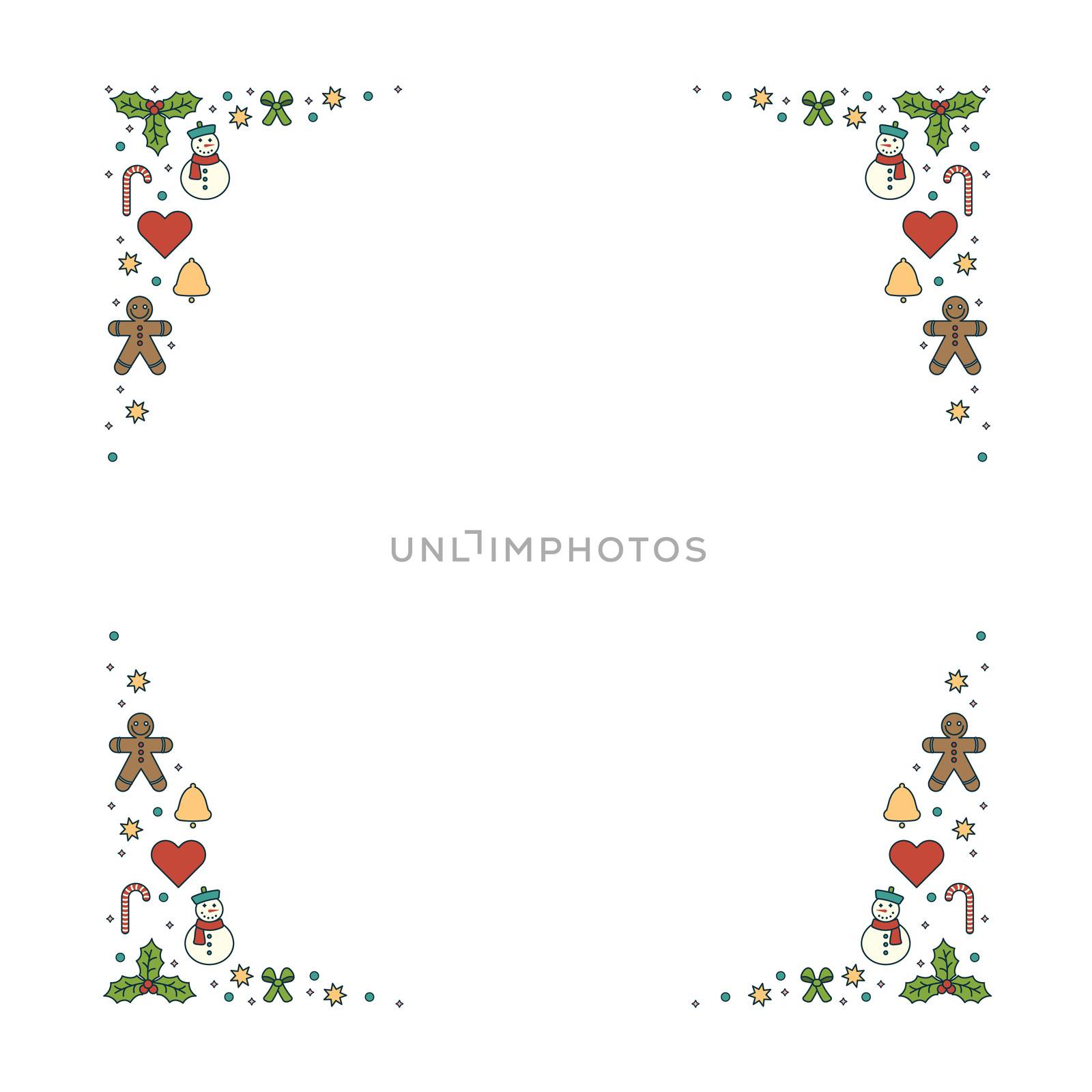 Vector icon set for christmas photo frame on white background