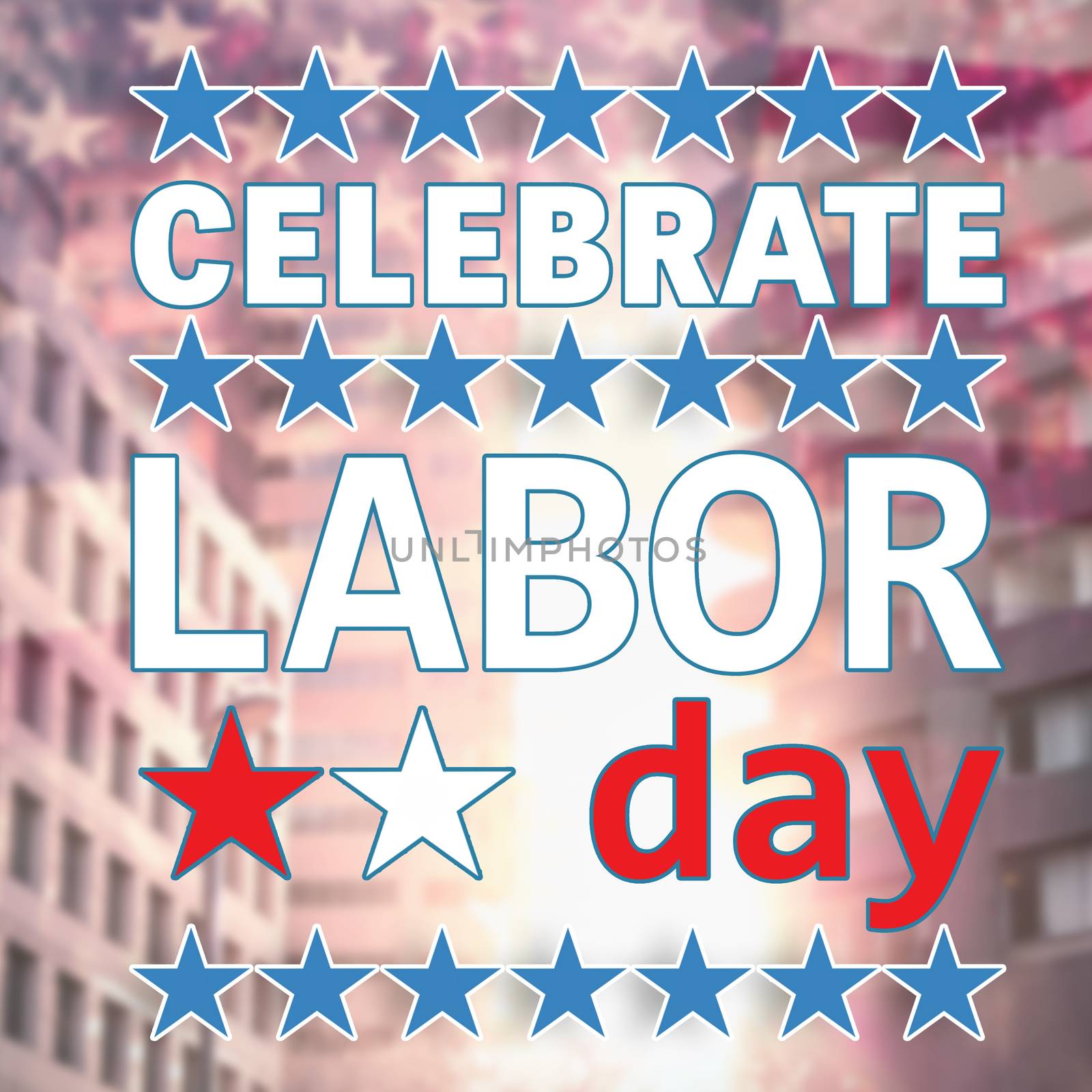 Celebrate labor day text and stars on white background