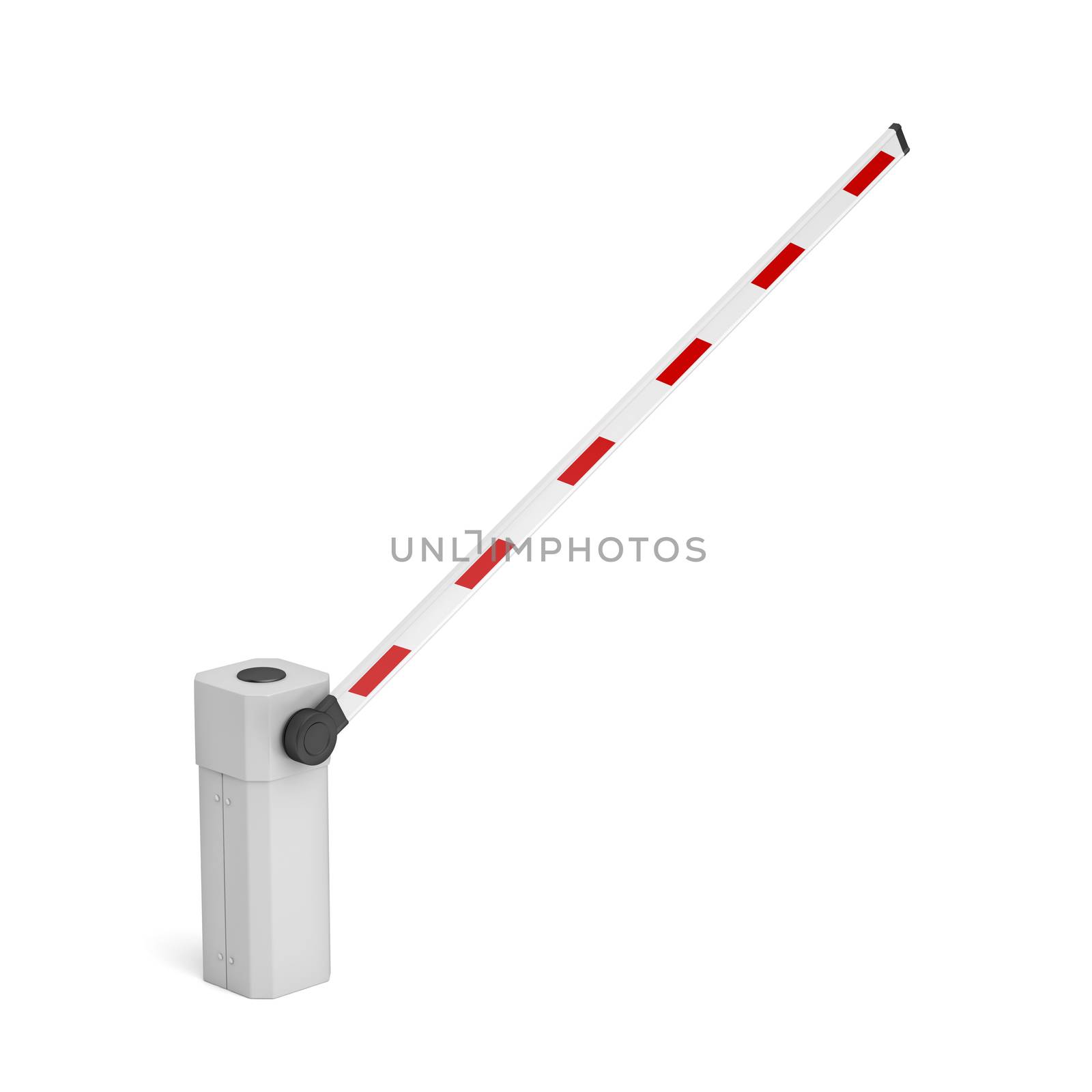 Open boom barrier on white background