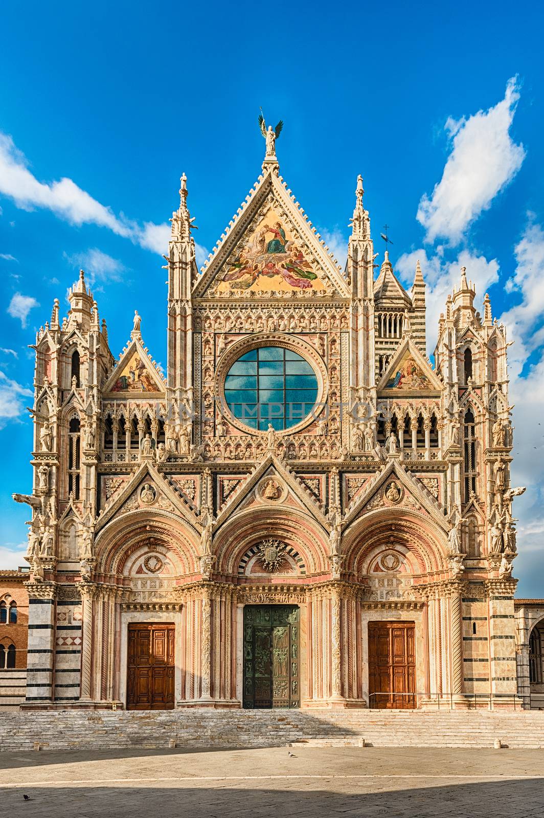 Facade of the gothic Cathedral of Siena, Tuscany, Italy by marcorubino