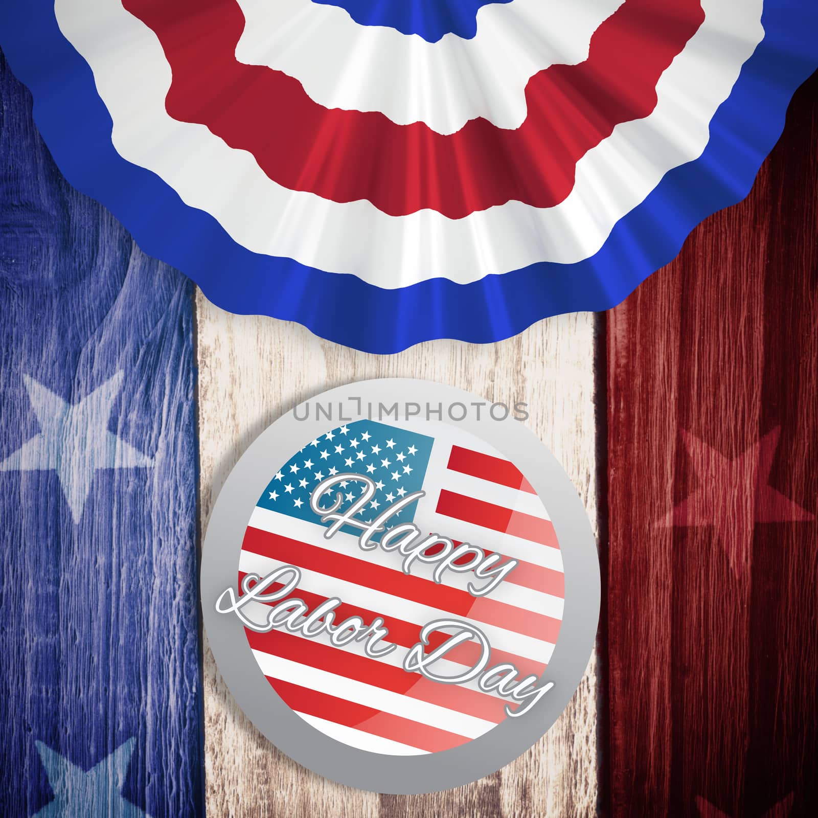 Poster of happy labor day text against composite image of usa national flag