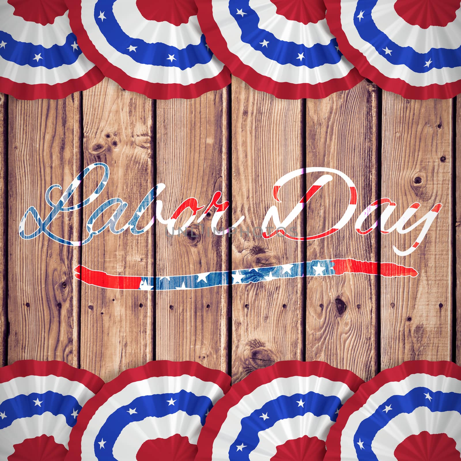Poster of happy labor day text against wooden planks background