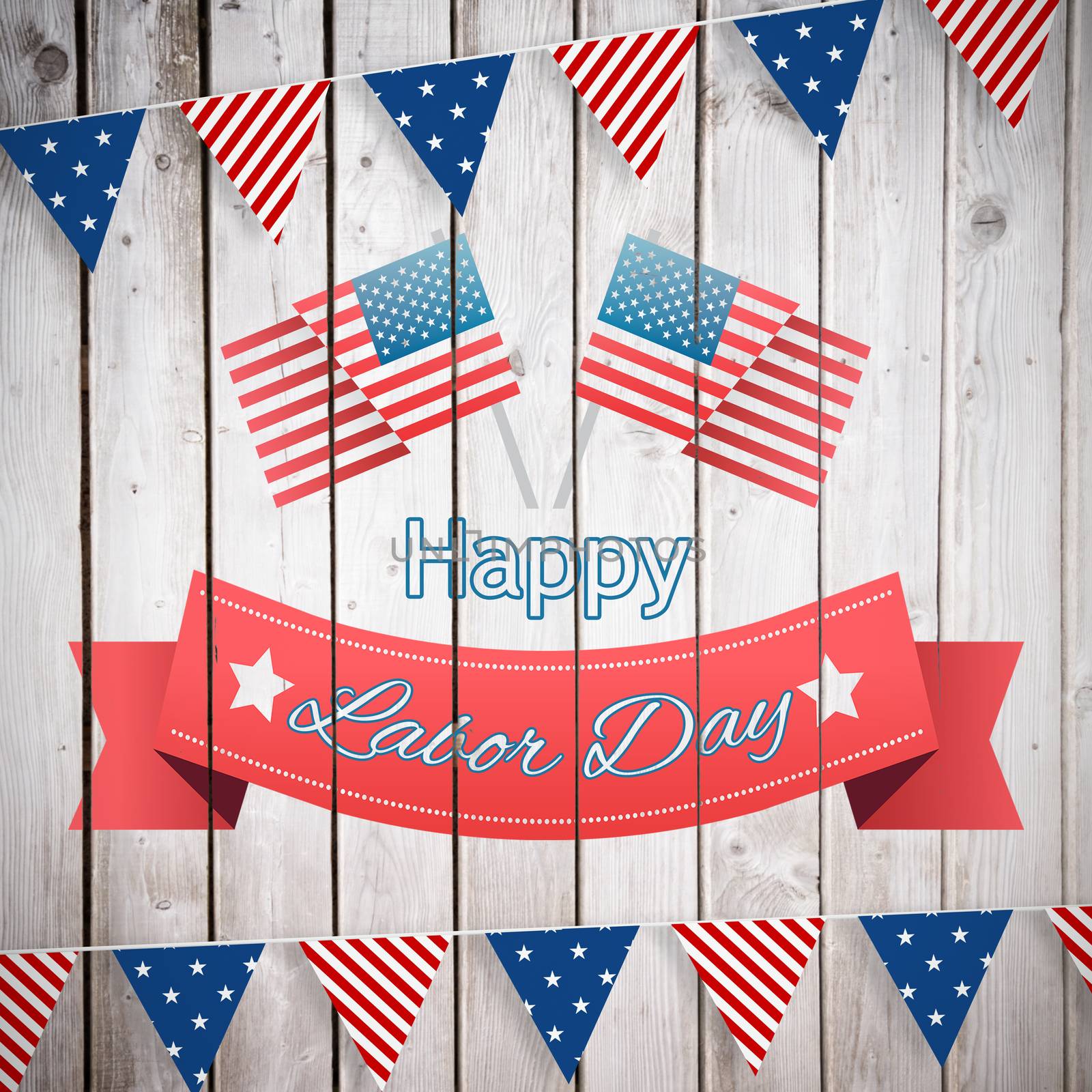 Poster of happy labor day text against wooden planks