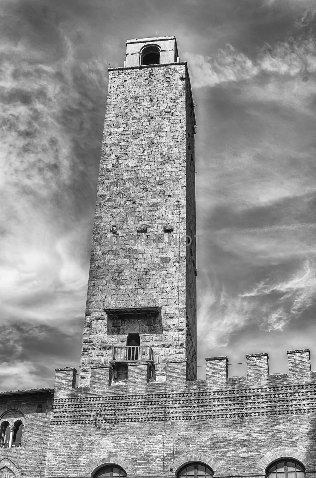 View of Torre Grossa, tallest tower in San Gimignano, Italy by marcorubino