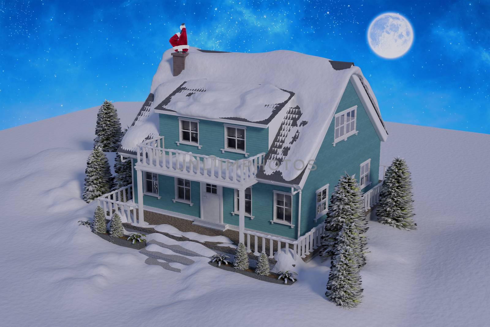 Composite image of father christmas doing some yoga by Wavebreakmedia