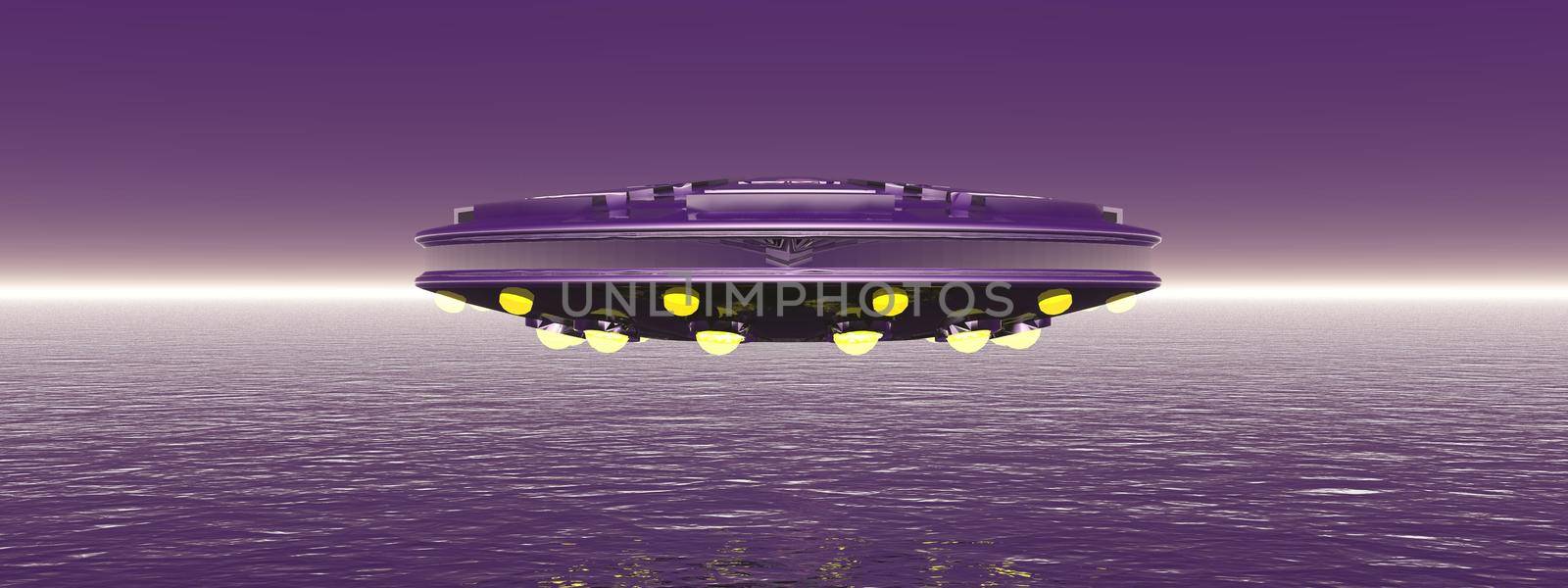 very large flying saucer in the sky - 3d rendering by mariephotos