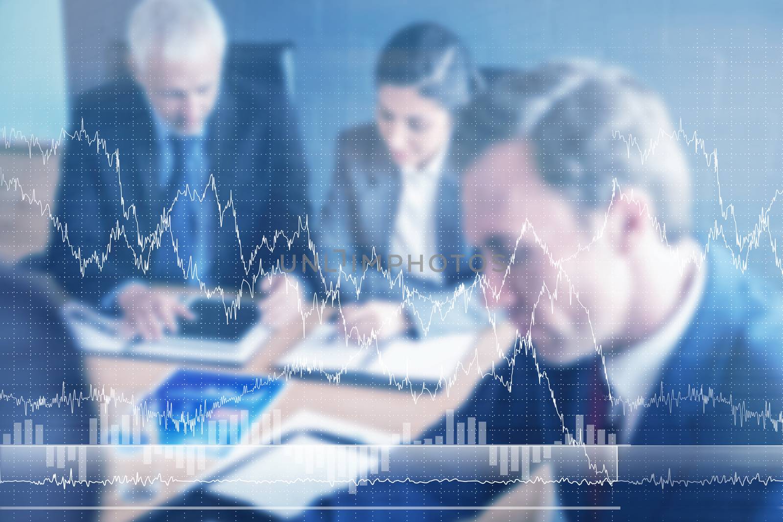 graph against business people in conference room