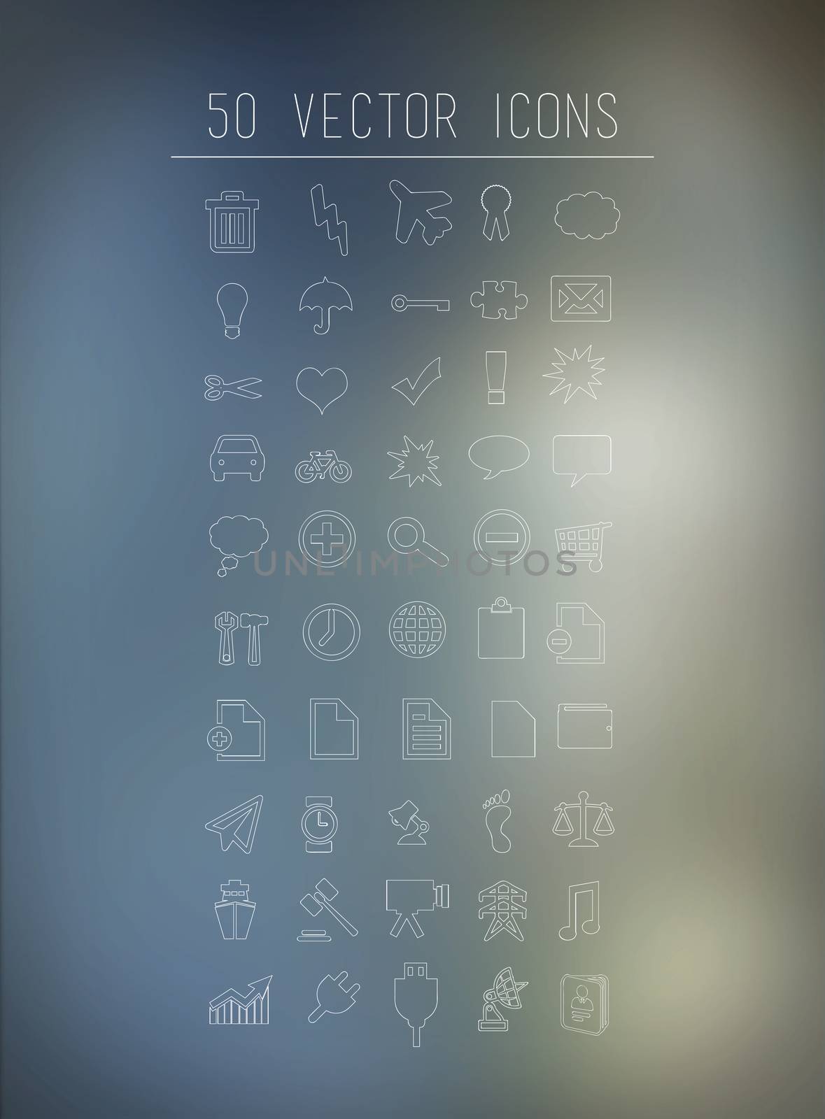 Digitally generated fifty business and technology icons