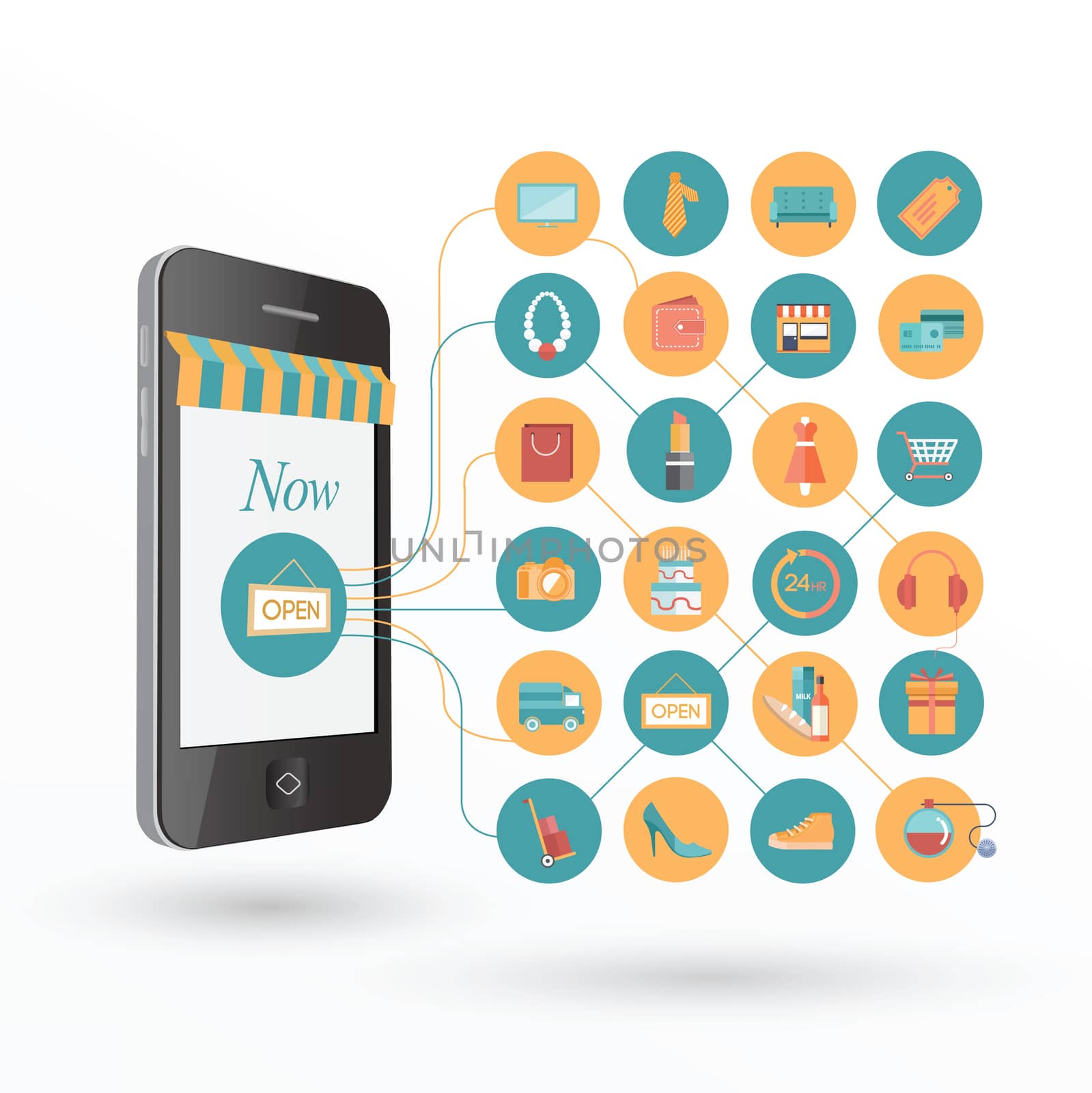 Digitally generated online shopping concept with icons and smartphone