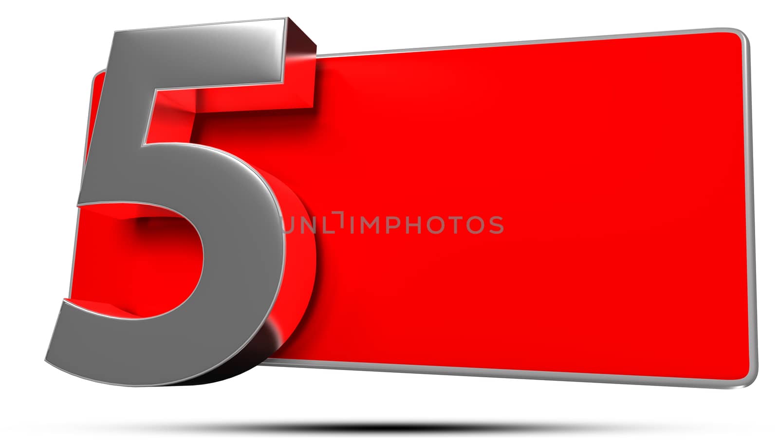 3D illustration Numbers 5 stainless isolated on a white background.(with Clipping Path).