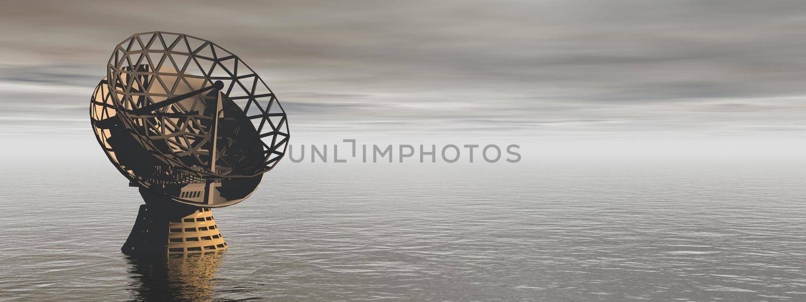 Satellite in full ocean and a very beautiful sky - 3d render by mariephotos