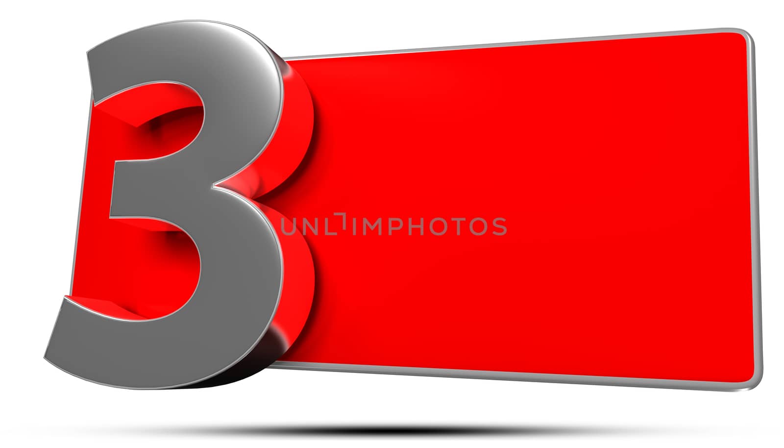 3D illustration Numbers 3 stainless isolated on a white background.(with Clipping Path).