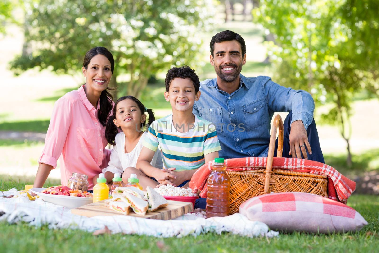 Happy family having breakfast in park by Wavebreakmedia