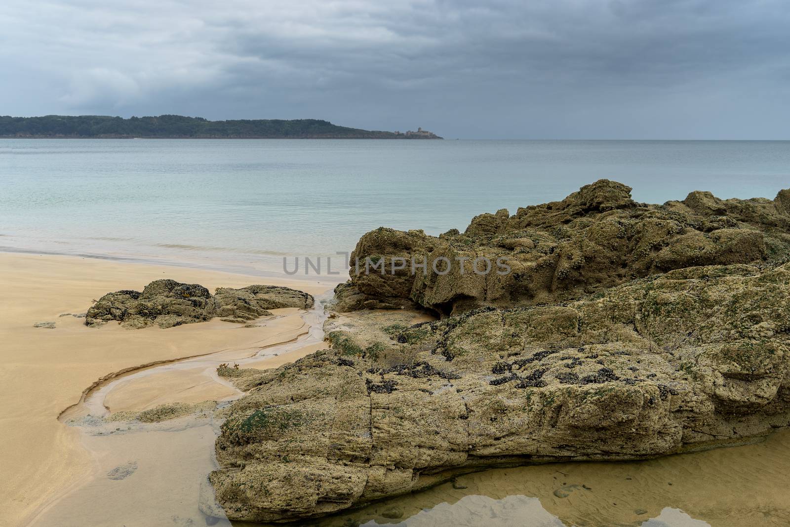 Bretagne of France sea coast hiking trail of tourism