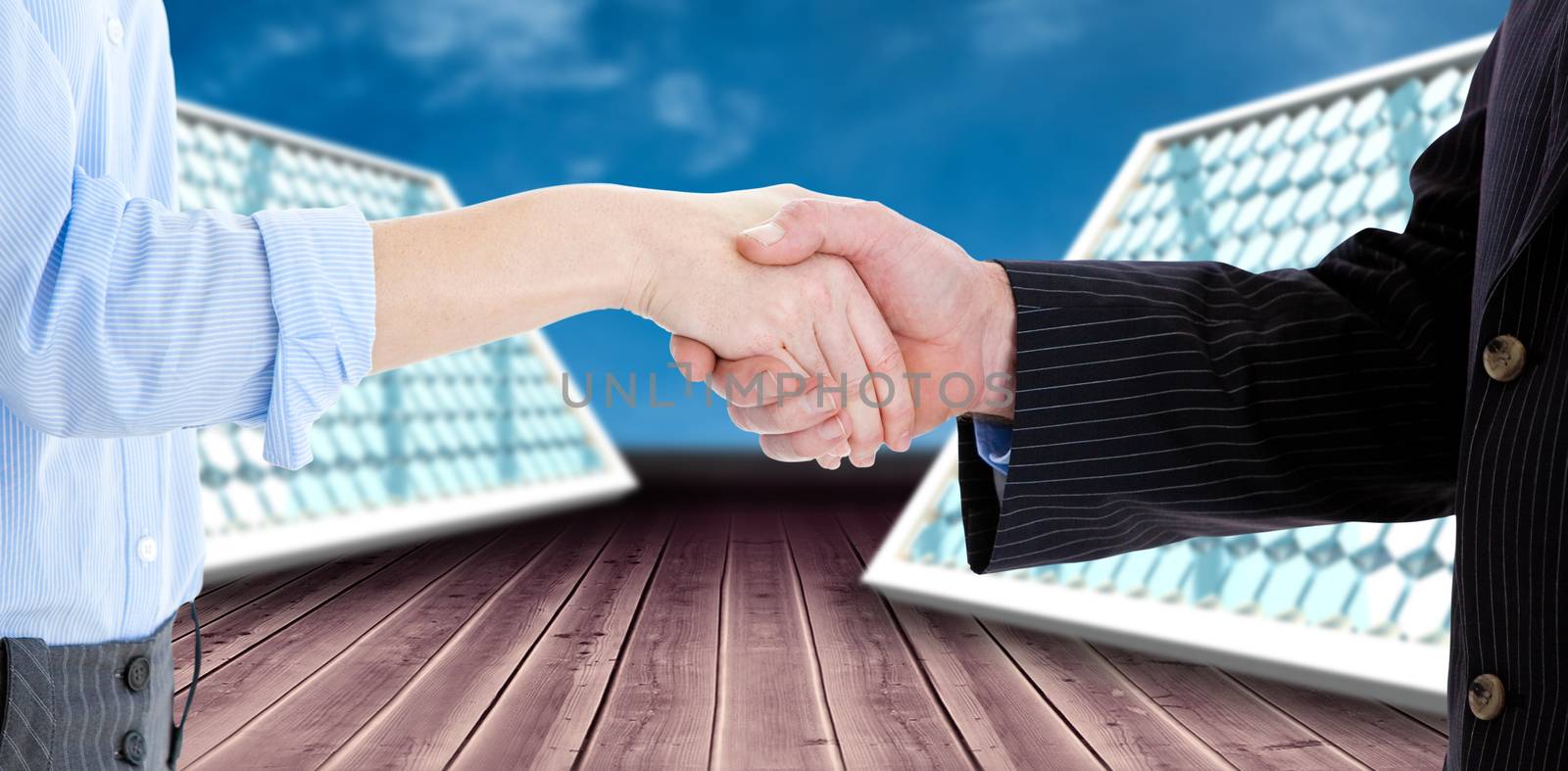 Composite image of close up of a business people closing a deal 3d by Wavebreakmedia