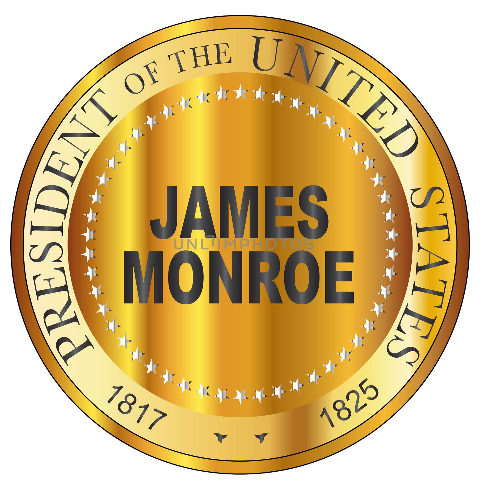 James Monroe president of the United States of America round stamp