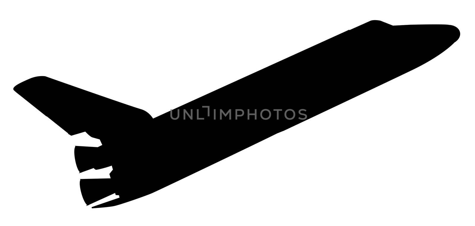 A typical space shuttle silhouette over a white background