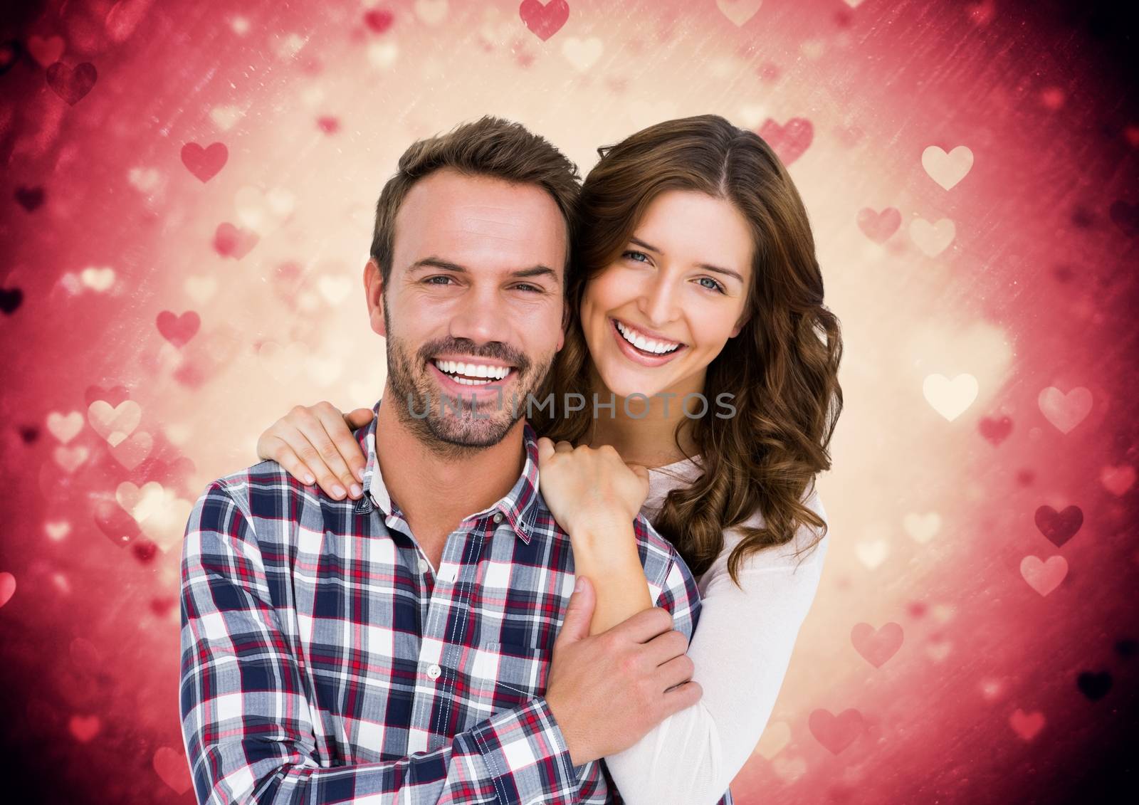 Composite image of romantic couple smiling and relaxing