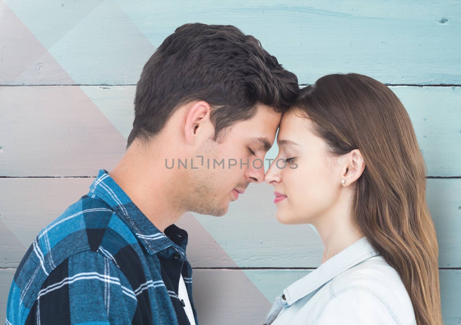 Romantic couple standing with closed eyes by Wavebreakmedia