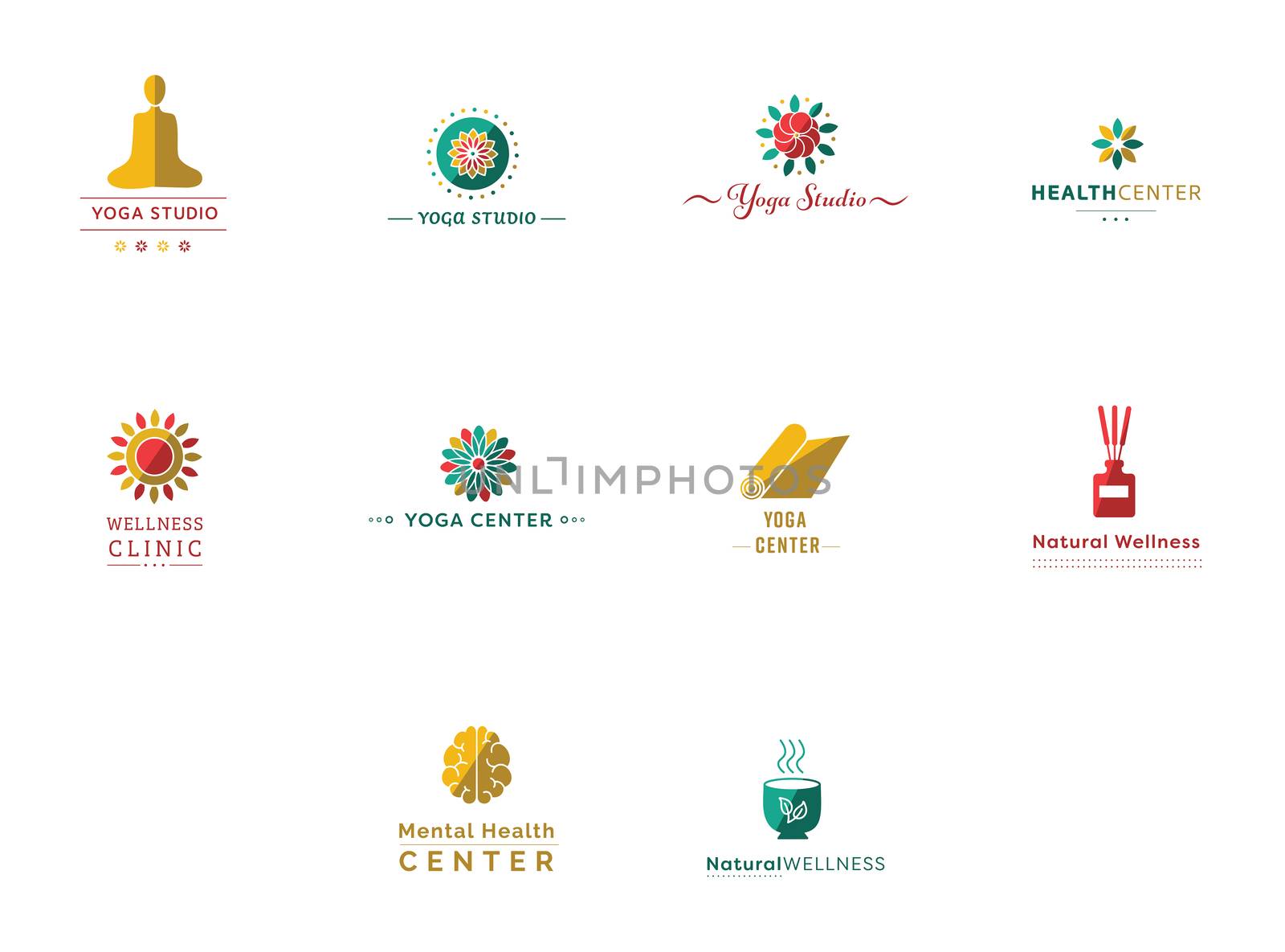 Various vectors icons of yoga and fitness centers by Wavebreakmedia
