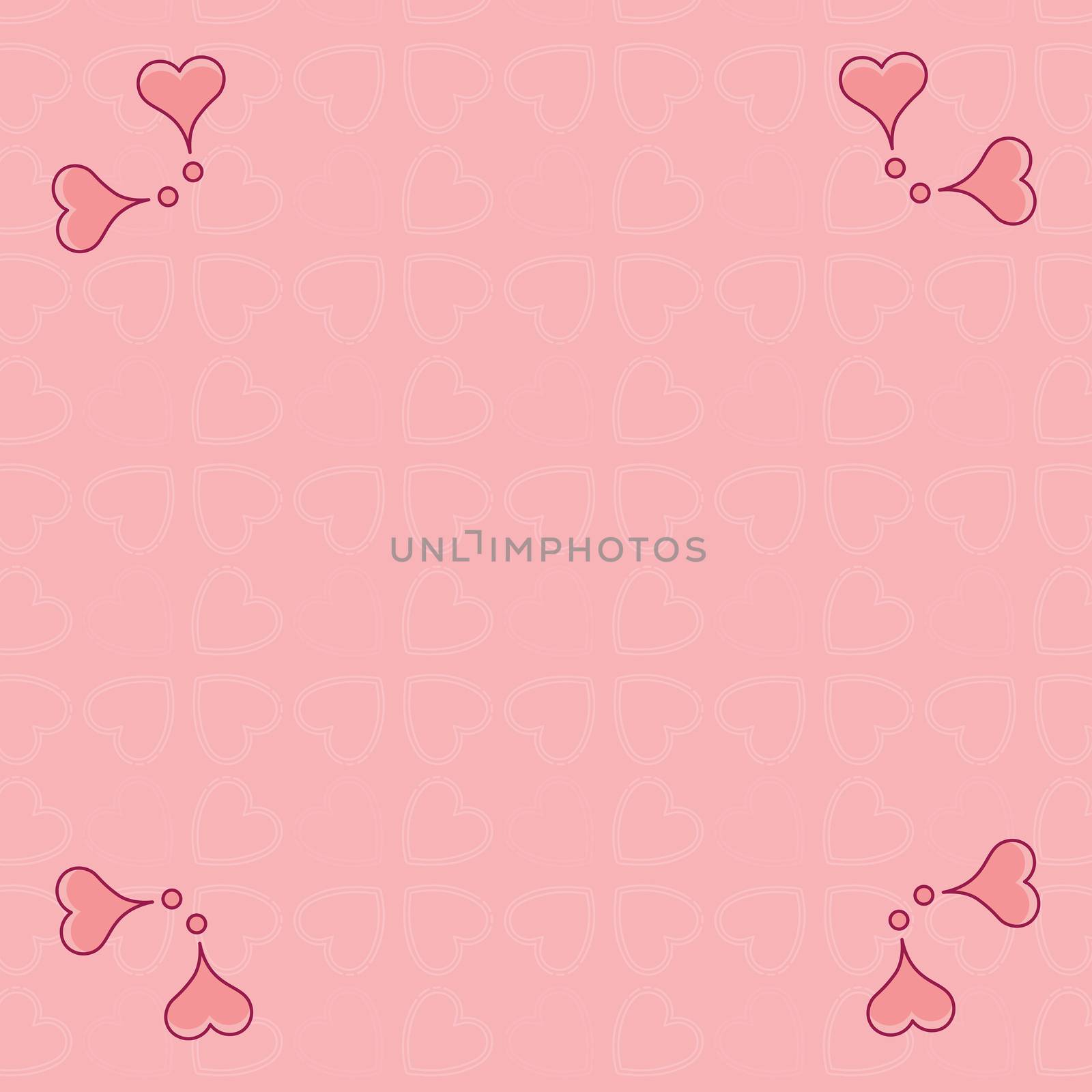 Vector image of heart shape patterns on pink background