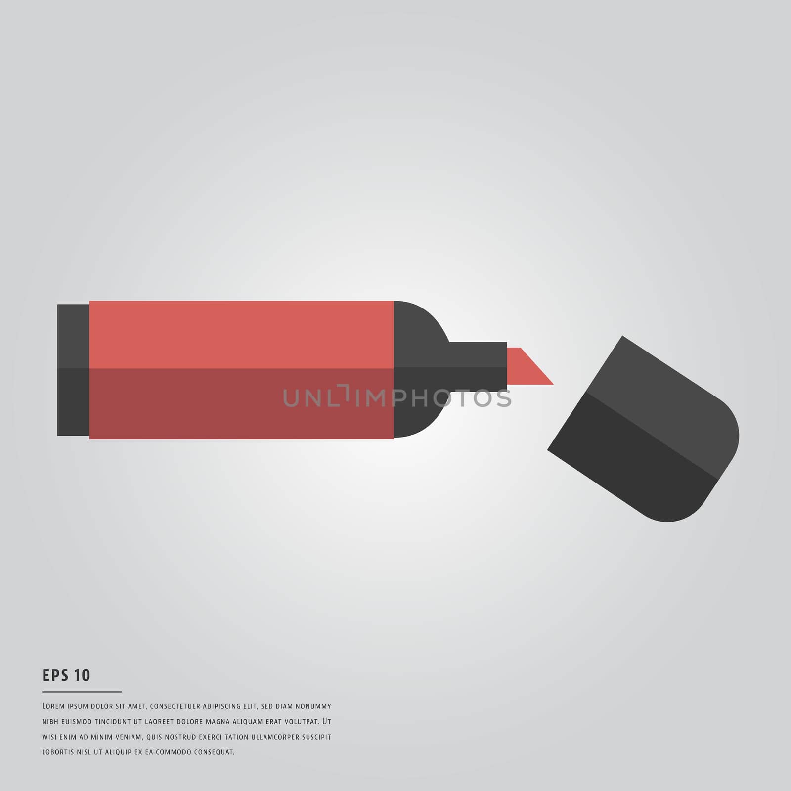 Vector image of red marker on white background