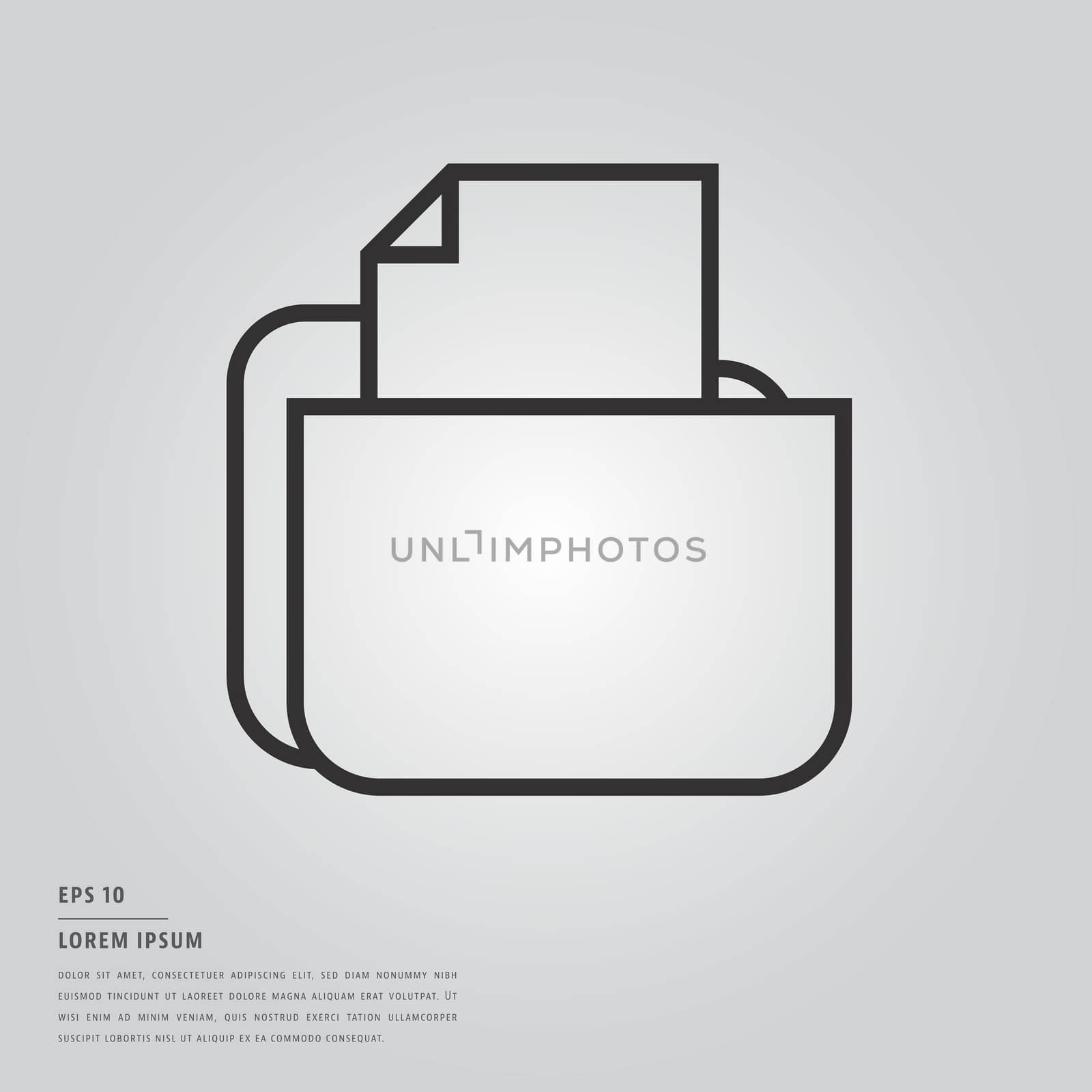 Vector of lorem ipsum text and folder on white background
