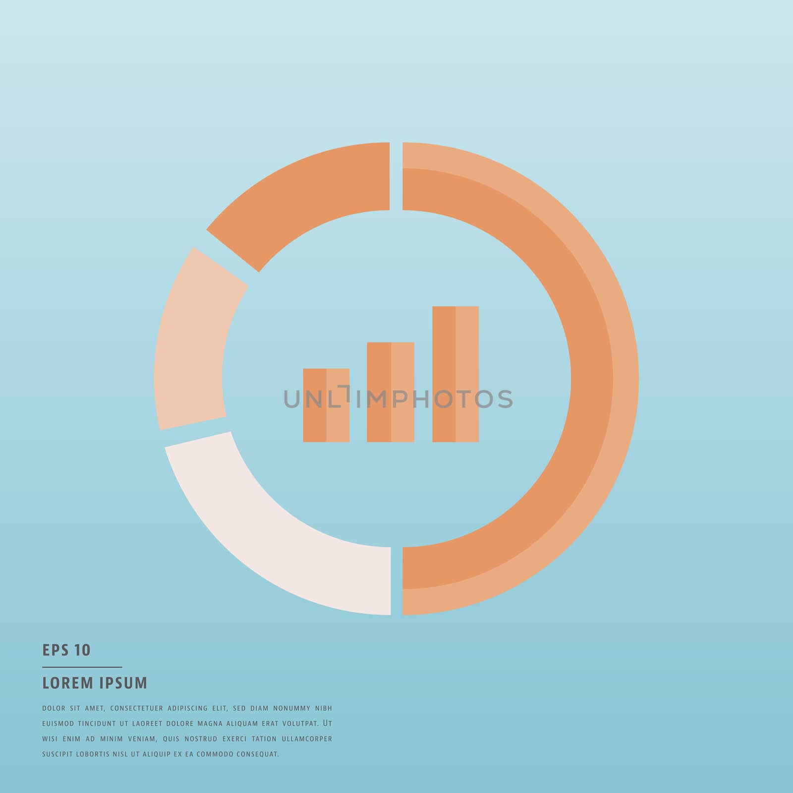 Vector of lorem ipsum text and graph on blue background