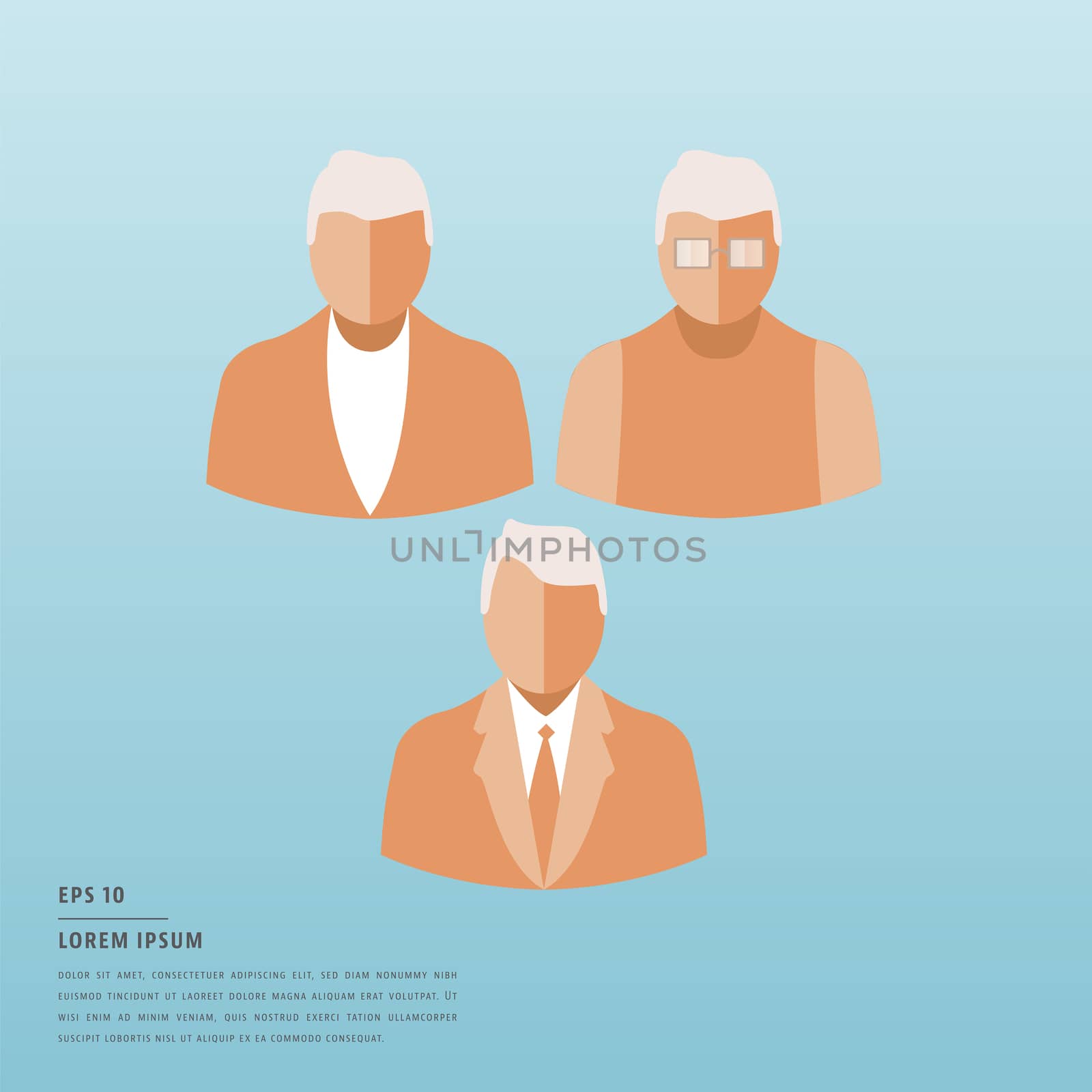 Vector of lorem ipsum text and user group on blue background