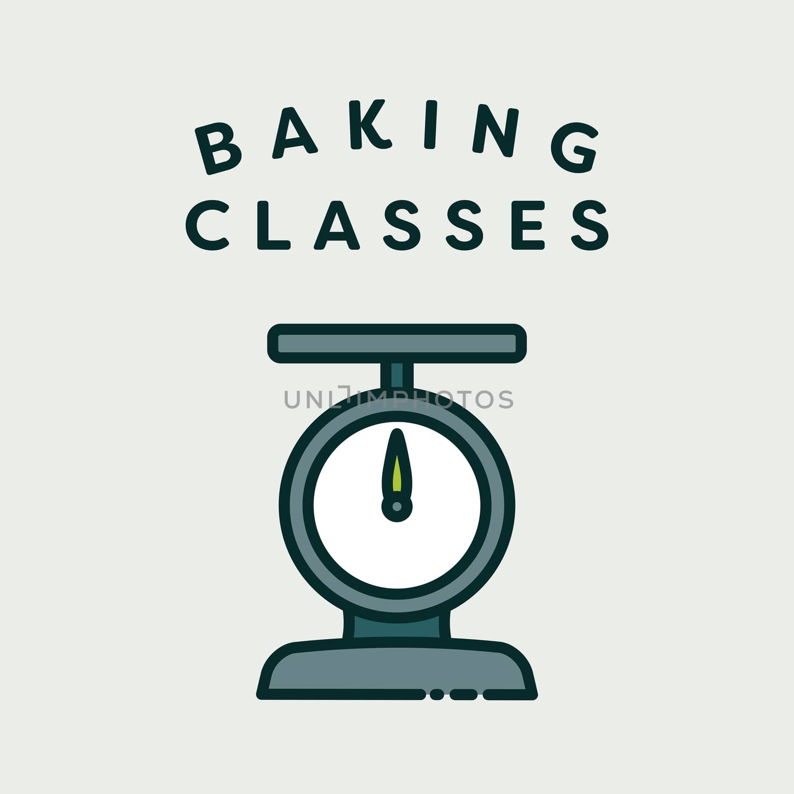Vector image of scale with text cooking classes against white background