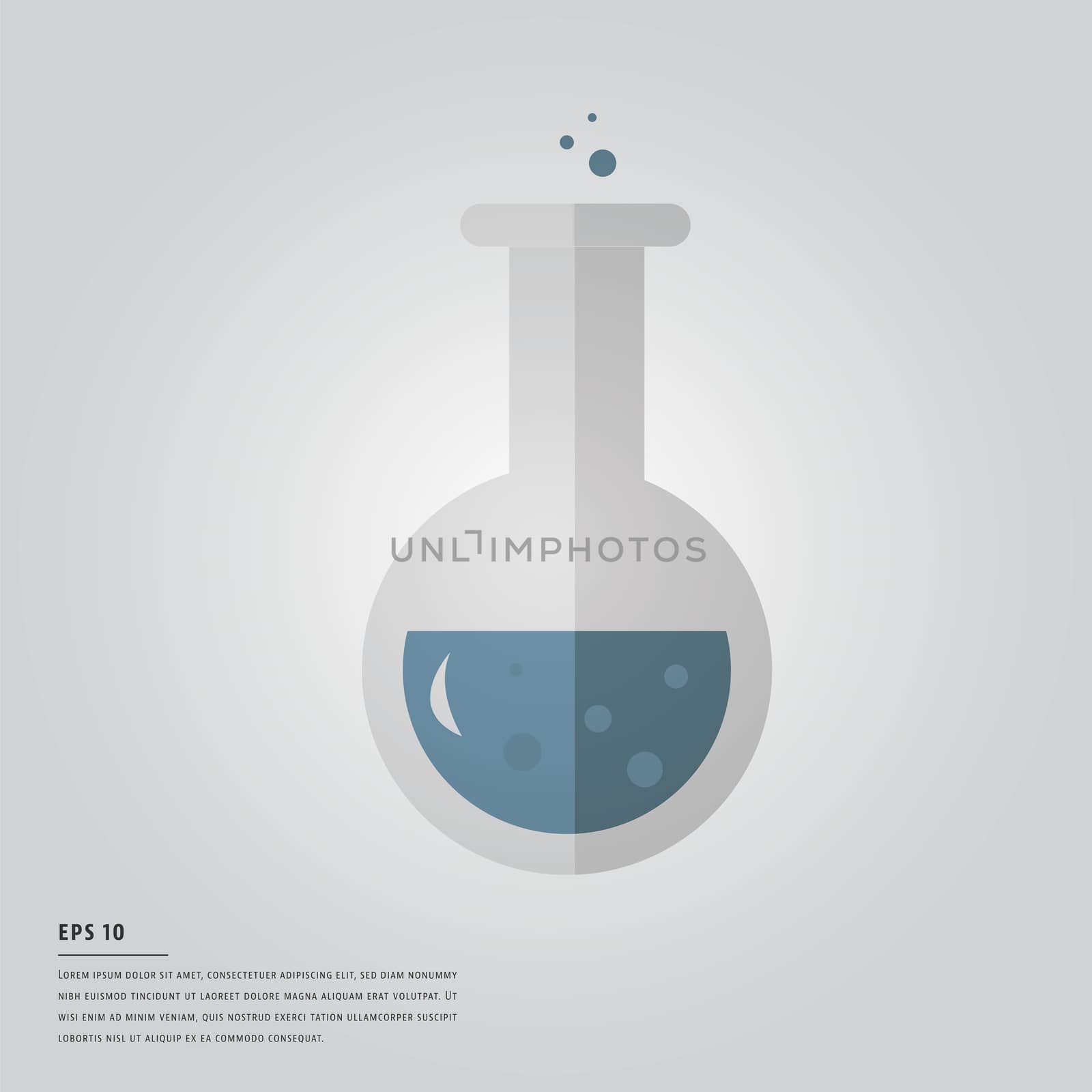 Vector image of beaker with lorem ipsum text