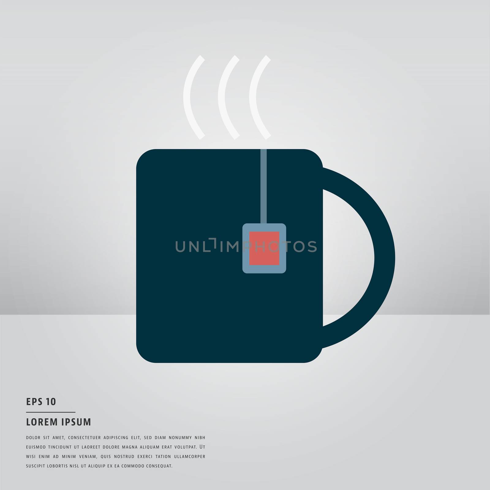 Vector image of lorem ipsum text with hot tea