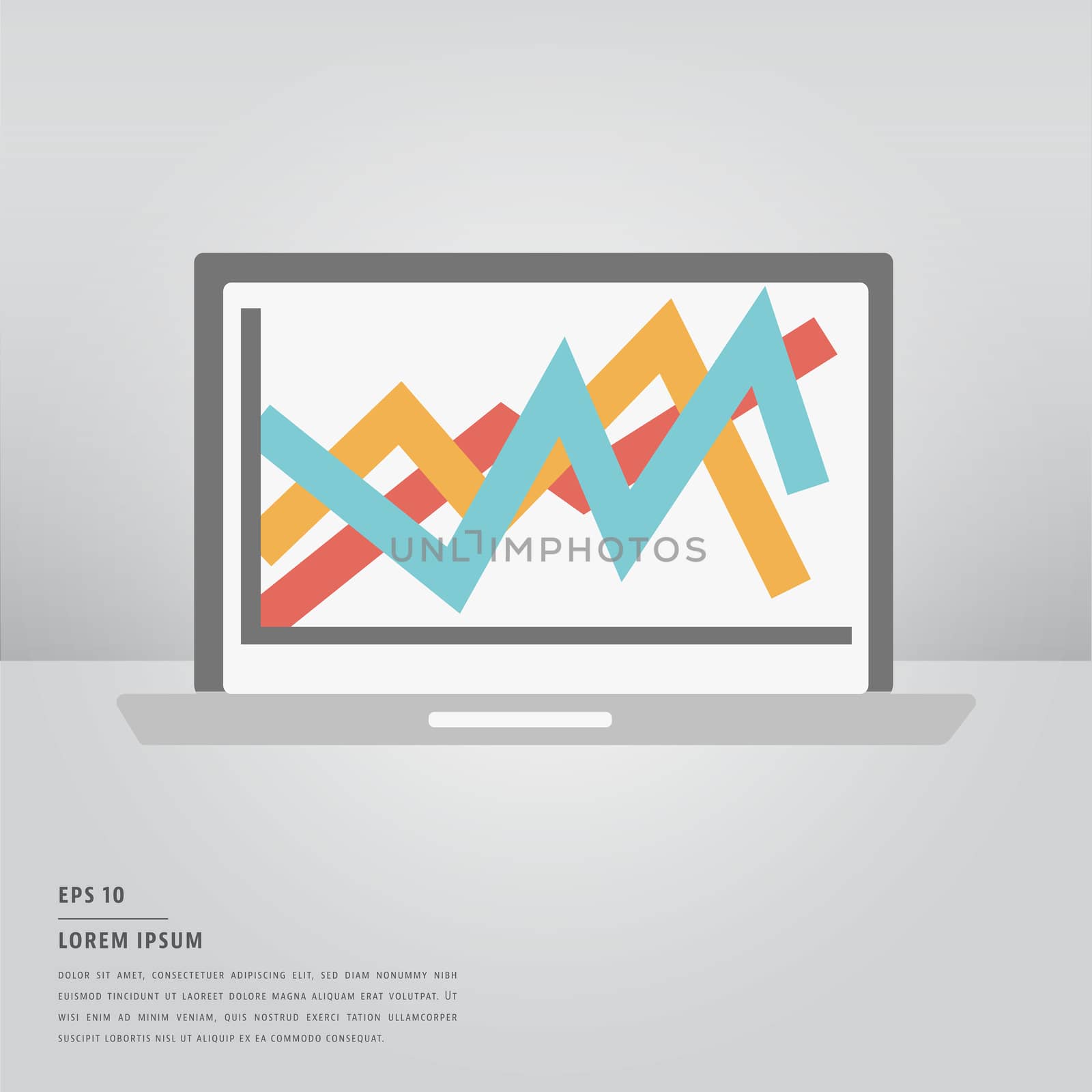 Vector of lorem ipsum text and graph on white background