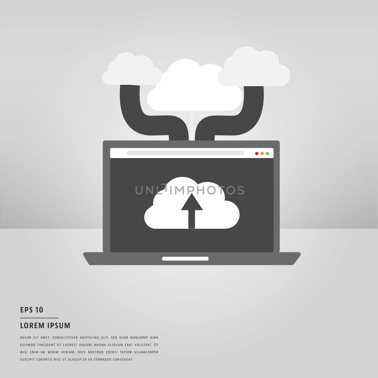 Vector of lorem ipsum text with cloud computing concept
