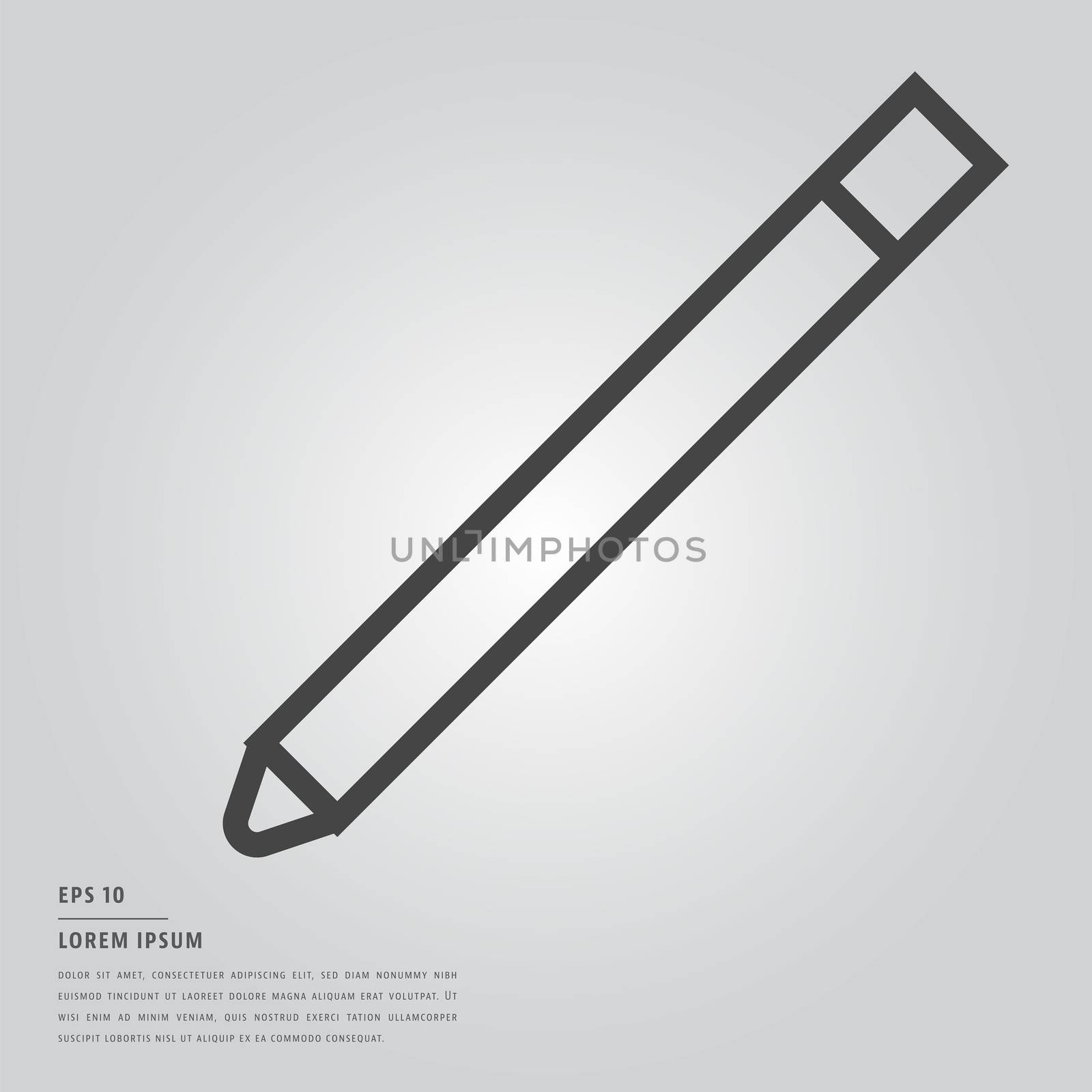 Vector of lorem ipsum text and pencil on white background