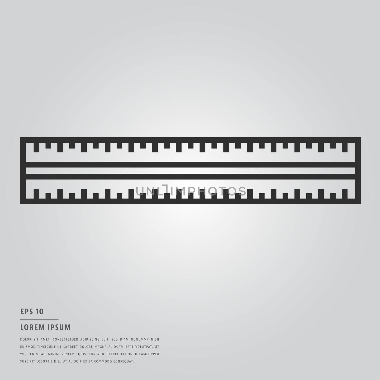 Vector of lorem ipsum text and ruler on white background