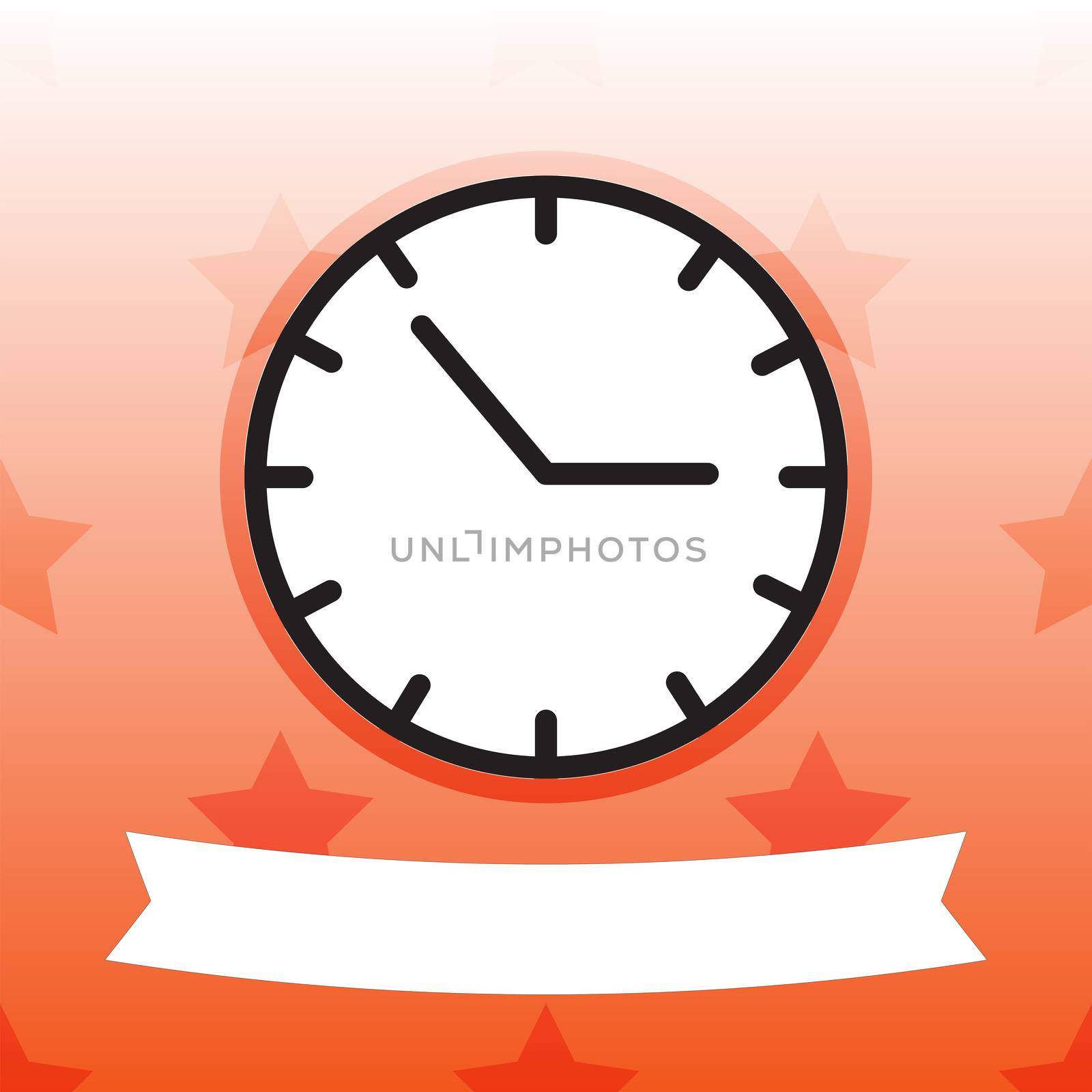 Vector image of clock on colored background