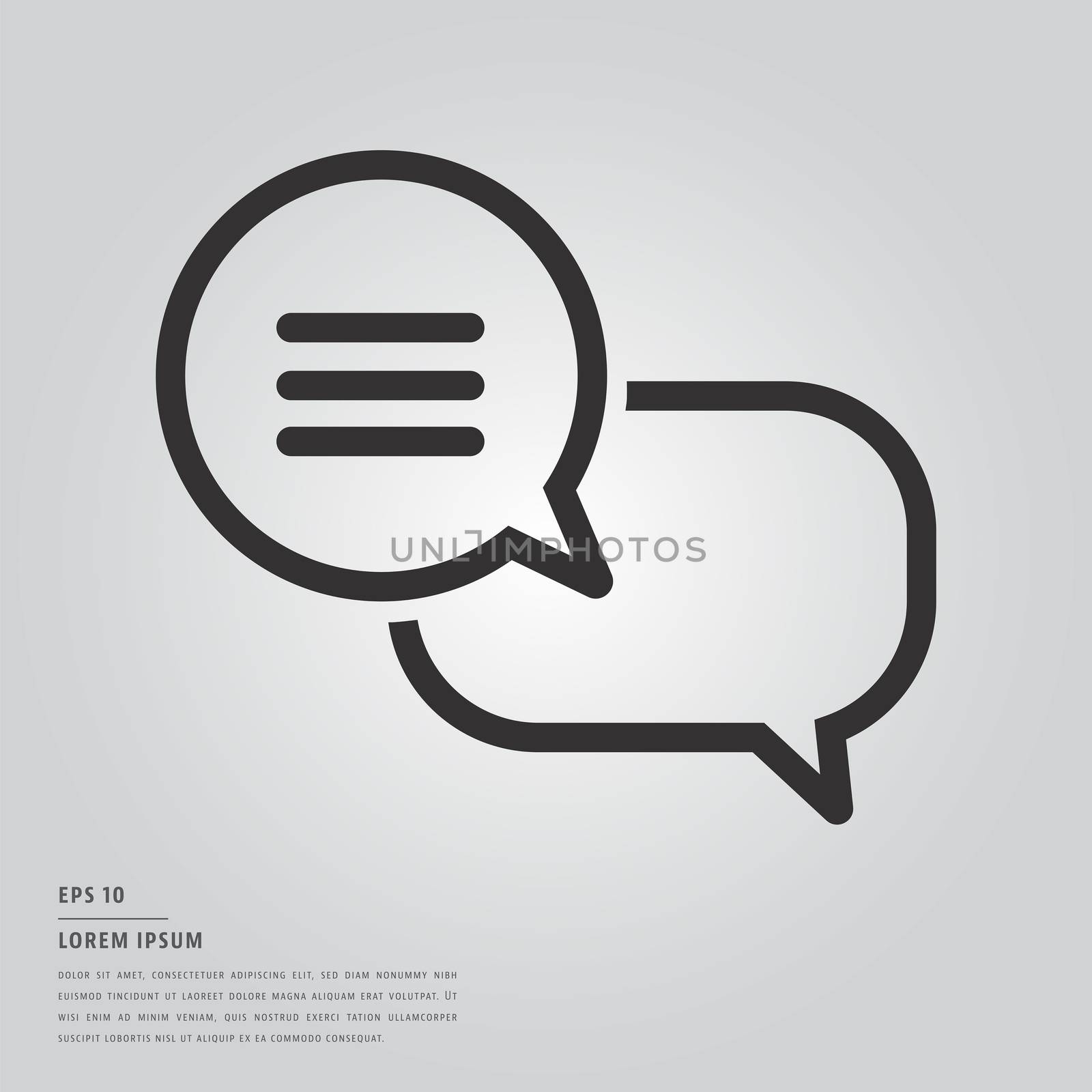 Vector of lorem ipsum text and message speech bubble on white background