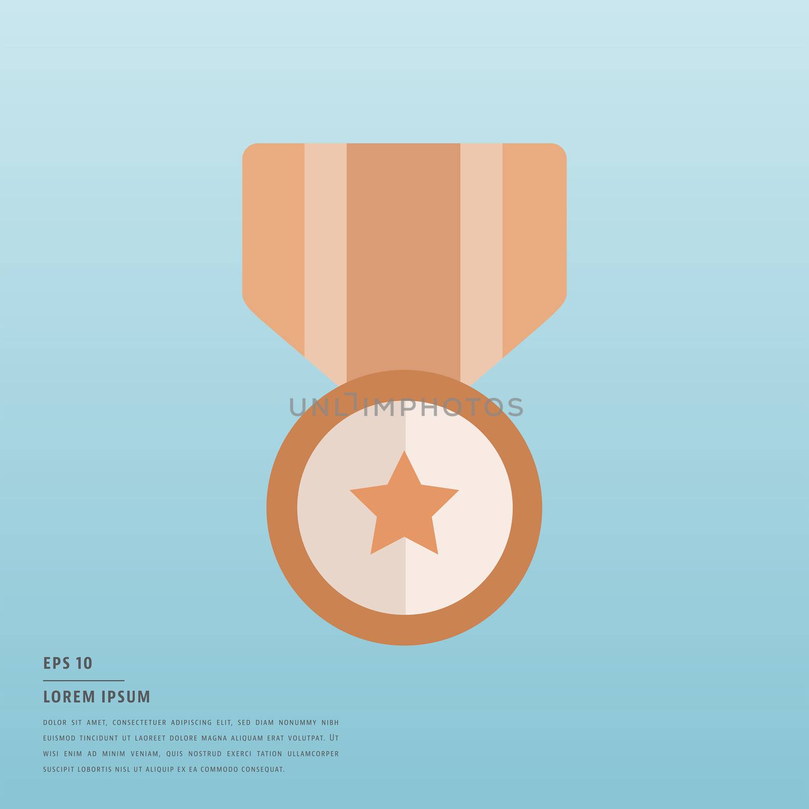 Vector of lorem ipsum text and medal on blue background