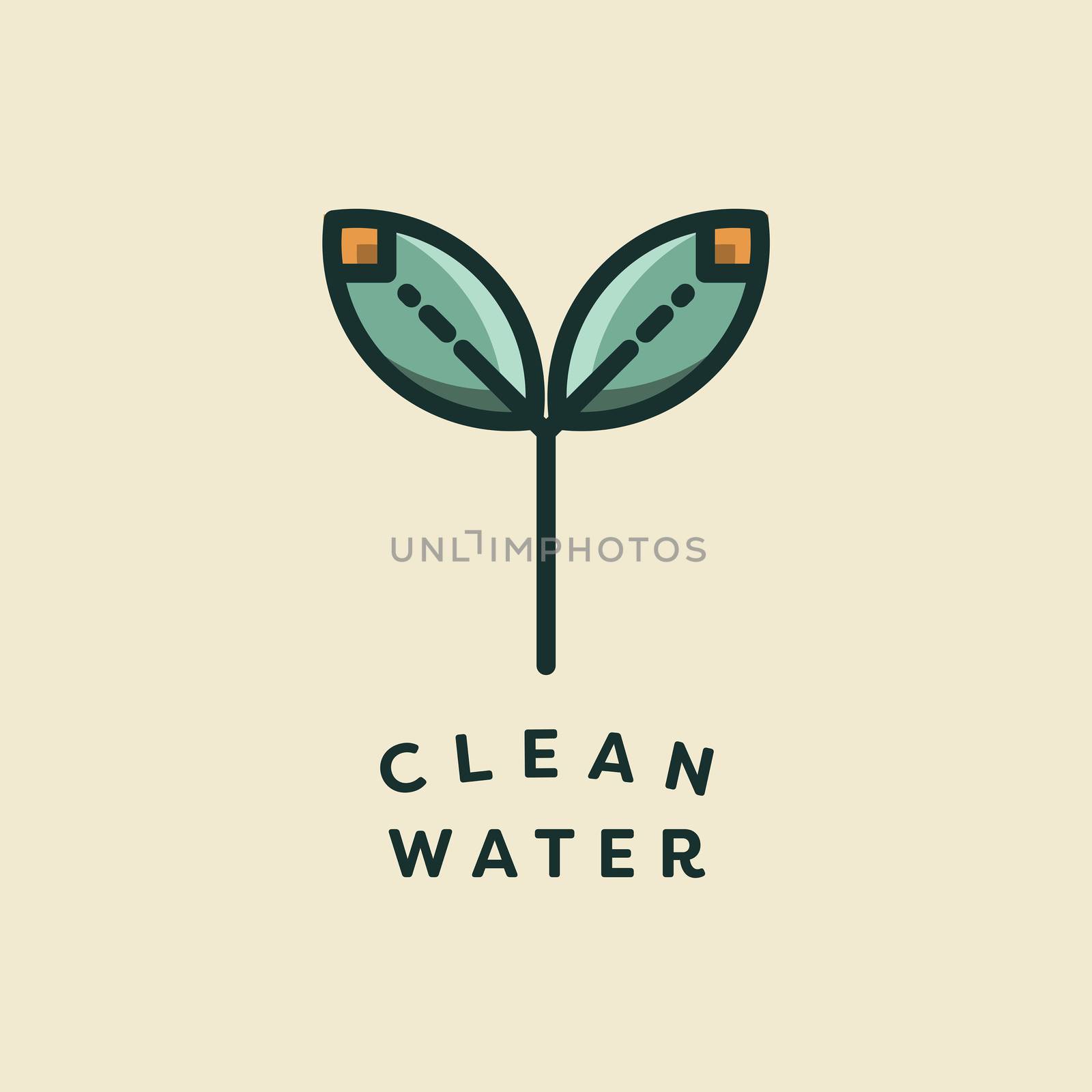 Vector icon of leaves with text clean water