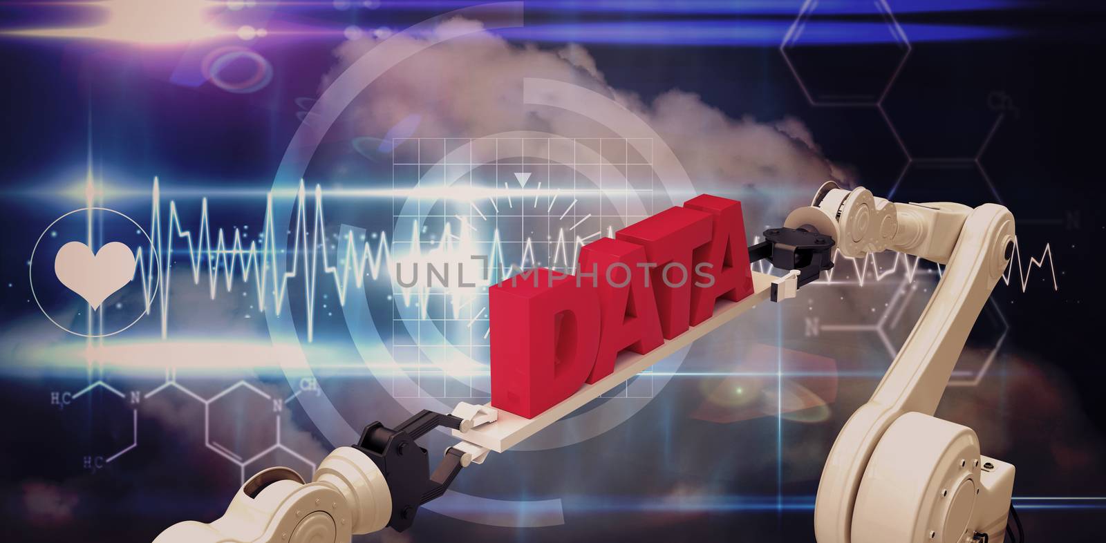 Composite image of robotic hands holding data text by Wavebreakmedia