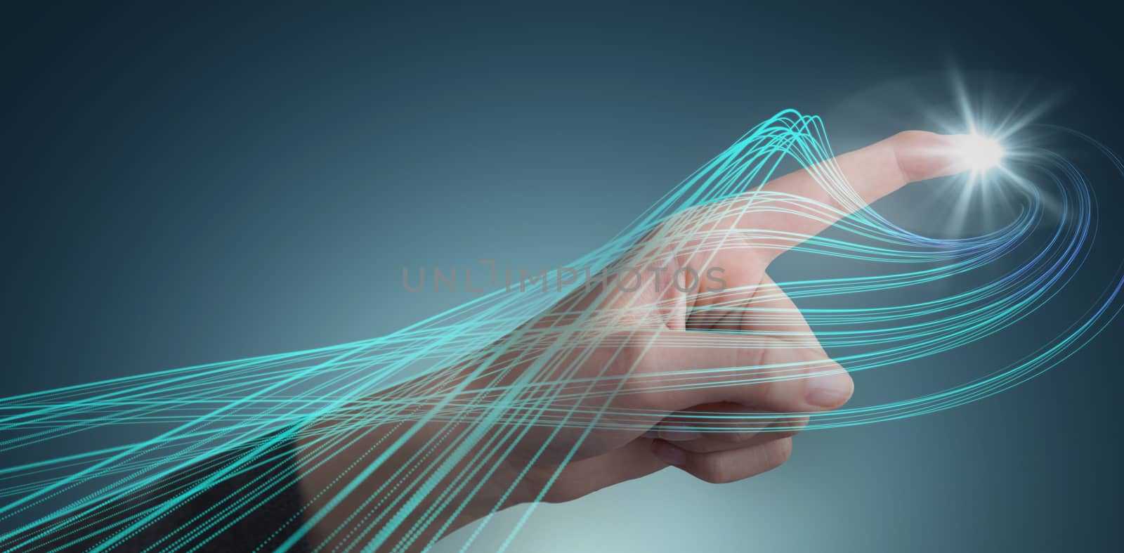 Composite image of hand pointing by Wavebreakmedia